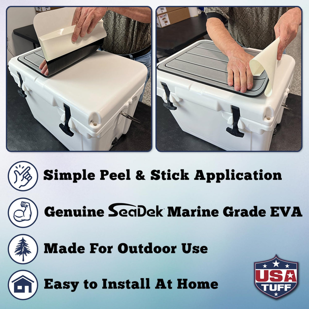 USATuff SeaDek EVA Mat Cooler Pad fits YETI 65 Tundra | Peel & Stick Application | Non Slip Comfort Accessories - Bonefish Skeleton (StormGray-Black)