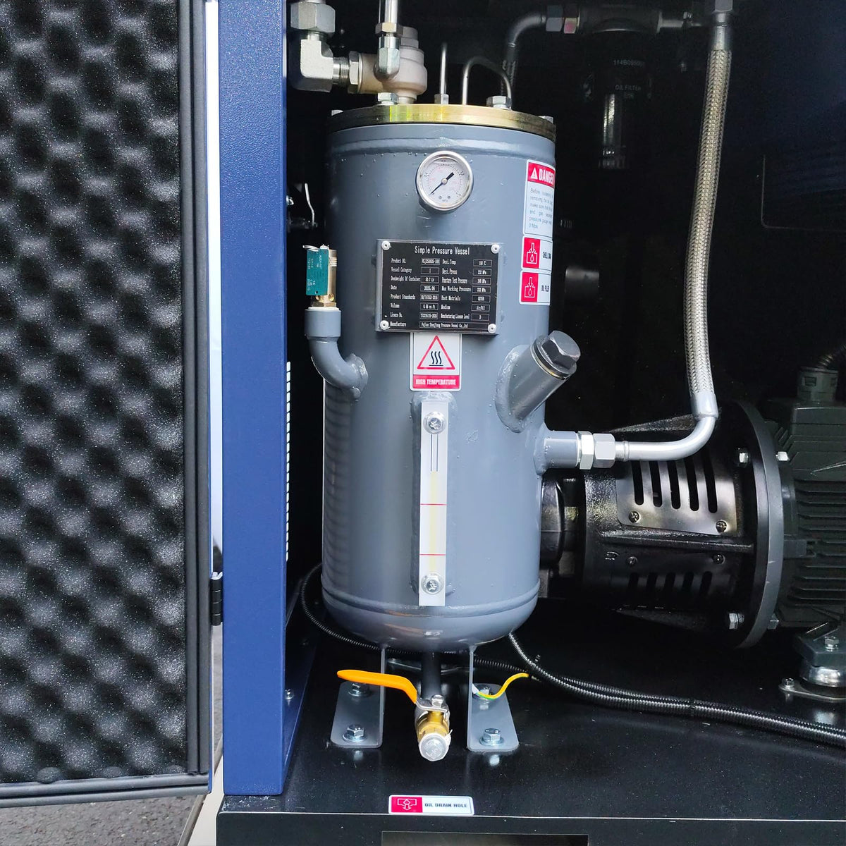 Trollastor 20HP Rotary Screw Air Compressor, 74 CFM @125 PSI, 230V 60Hz 3-Phase Fixed Speed Industrial Compressor, 62 dB Low-Noise, Star-Triangle Start, 1" NPT Outlet, Heavy-Duty Steel Cabinet