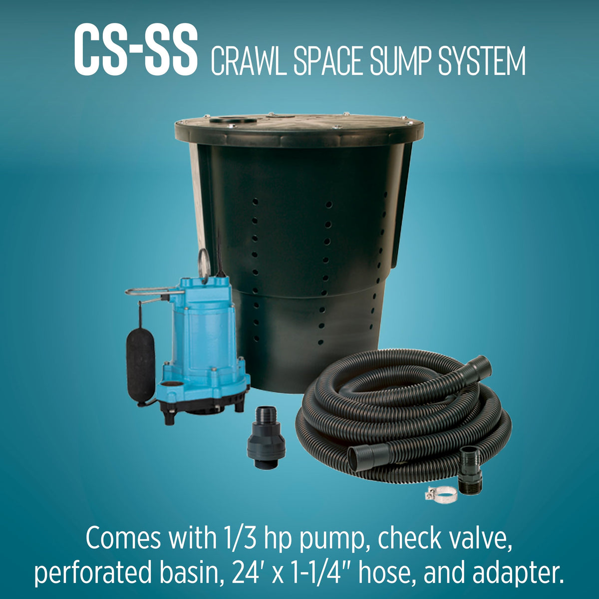 Little Giant CS-SS 115-Volt, 1/3 HP, 3000 GPH Pre-Packaged Automatic Crawl Space Sump System with 20-Ft. Cord, Blue/Black, 14940655