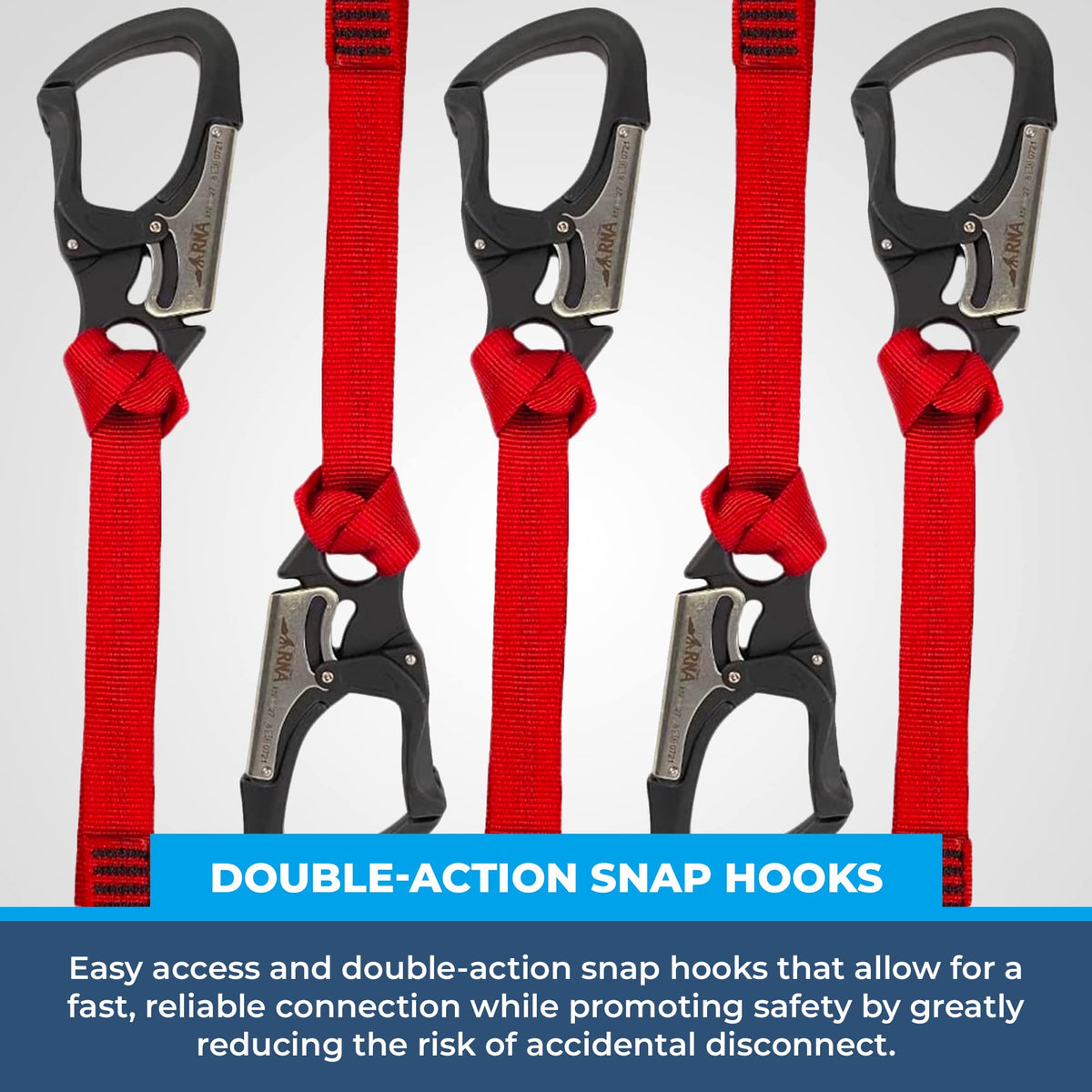 Rock-N-Arbor RNA Squatch Draw Speed Line Slings, 1-Inch Nylon Speed Line with Double-Action Snap Hook, Arborist and Rigging Gear, 40 inches, 6-Pack, Red
