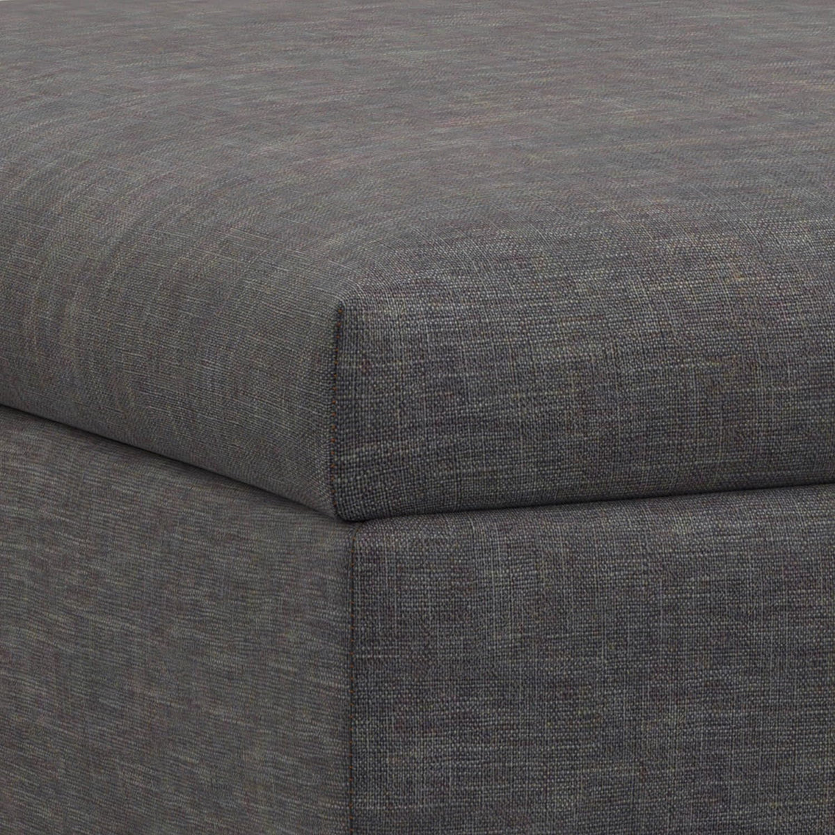 SIMPLIHOME Rebecca 36 inch Wide Contemporary Square Mid Century Coffee Table Storage Ottoman with Lift Up Lid in Slate Grey Polyester Linen, Assembled, For the Living Room, Entryway and Family Room