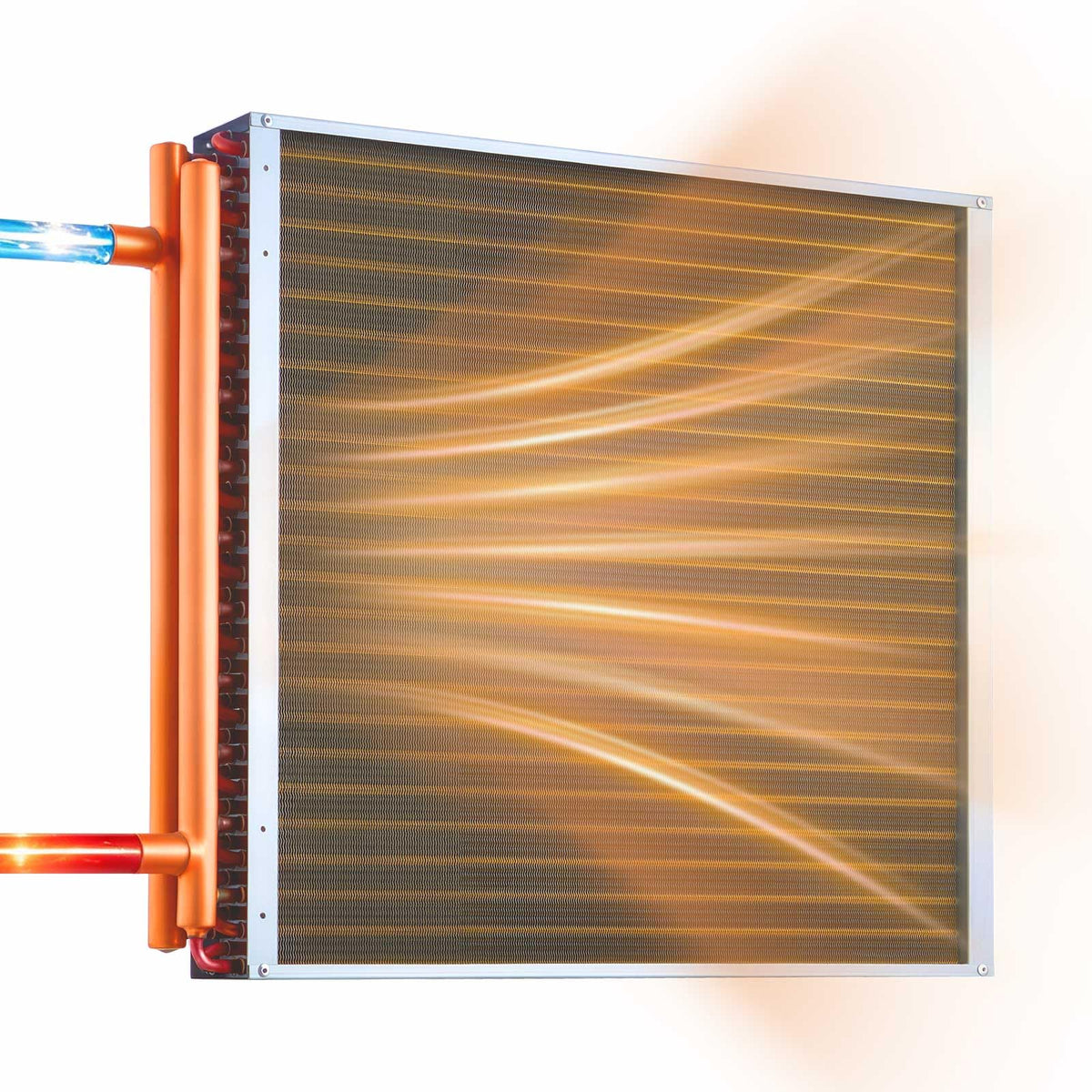 VEVOR Water to Air Heat Exchanger, 24 x 24 in Finned Tube HVAC Heat Exchanger Coil with Copper Tubes & Aluminum Fins, 225K BTU Output for Outdoor Wood Furnace, Hydronic Heating & Cooling Systems