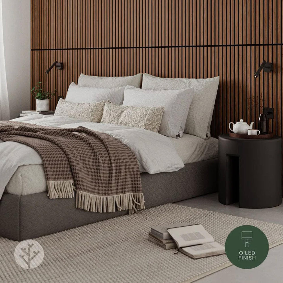 WVH Luxury American Walnut Acoustic Slat Wood Wall Panels, Measures 141.73" x 25.20", Premium Finish, Interior Decor for Walls & Ceilings, Noise Cancelling & Sound Absorbing for Home & Office, 2pcs