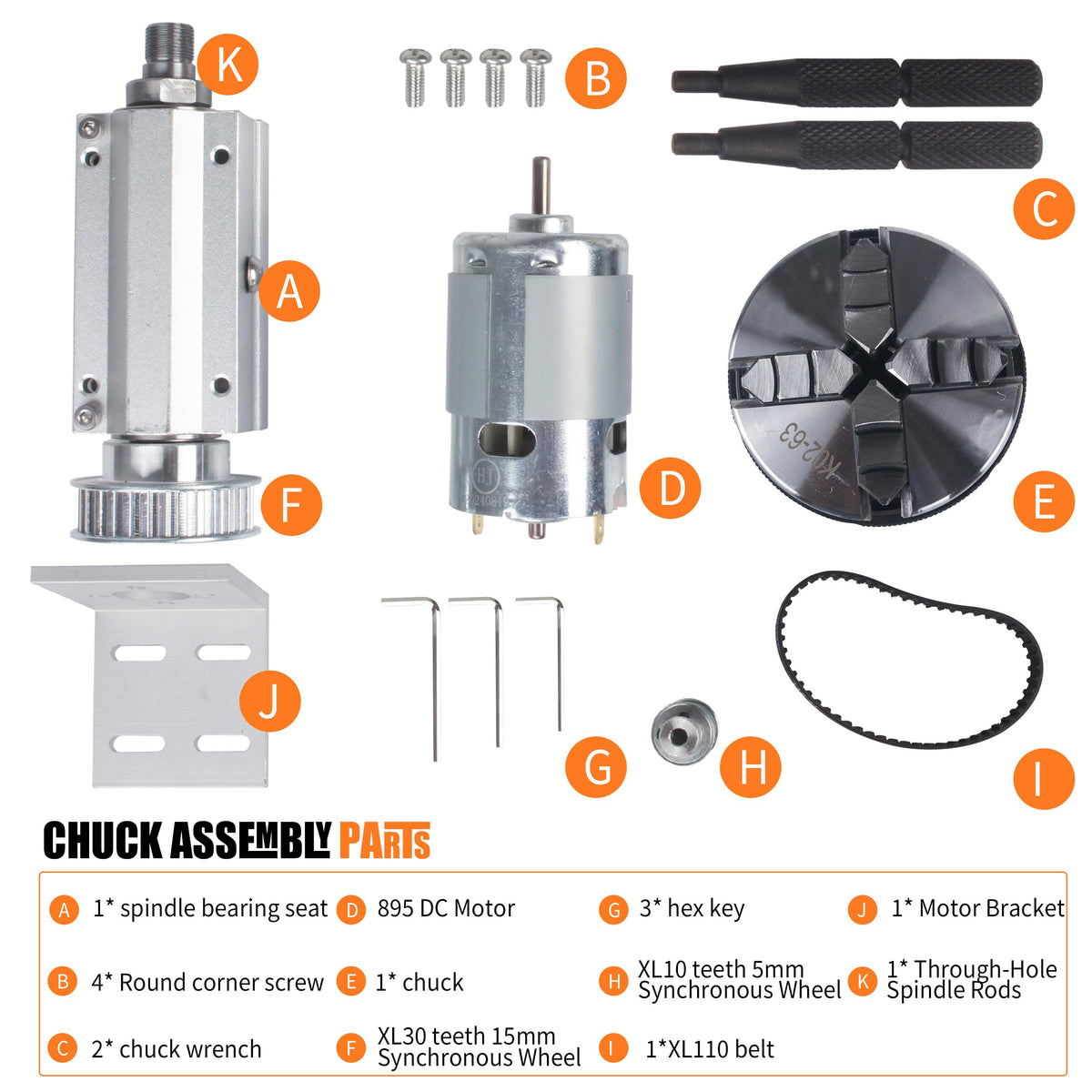 RATTMMOTOR No powered Multi-function Lathe chuck spindle assemblies 895 Motor Rotary Lathe Woodworking Spindle Motor Chuck 63mm for CNC Lathe Grinder machine Table Saw (4 Jaw 63mm)