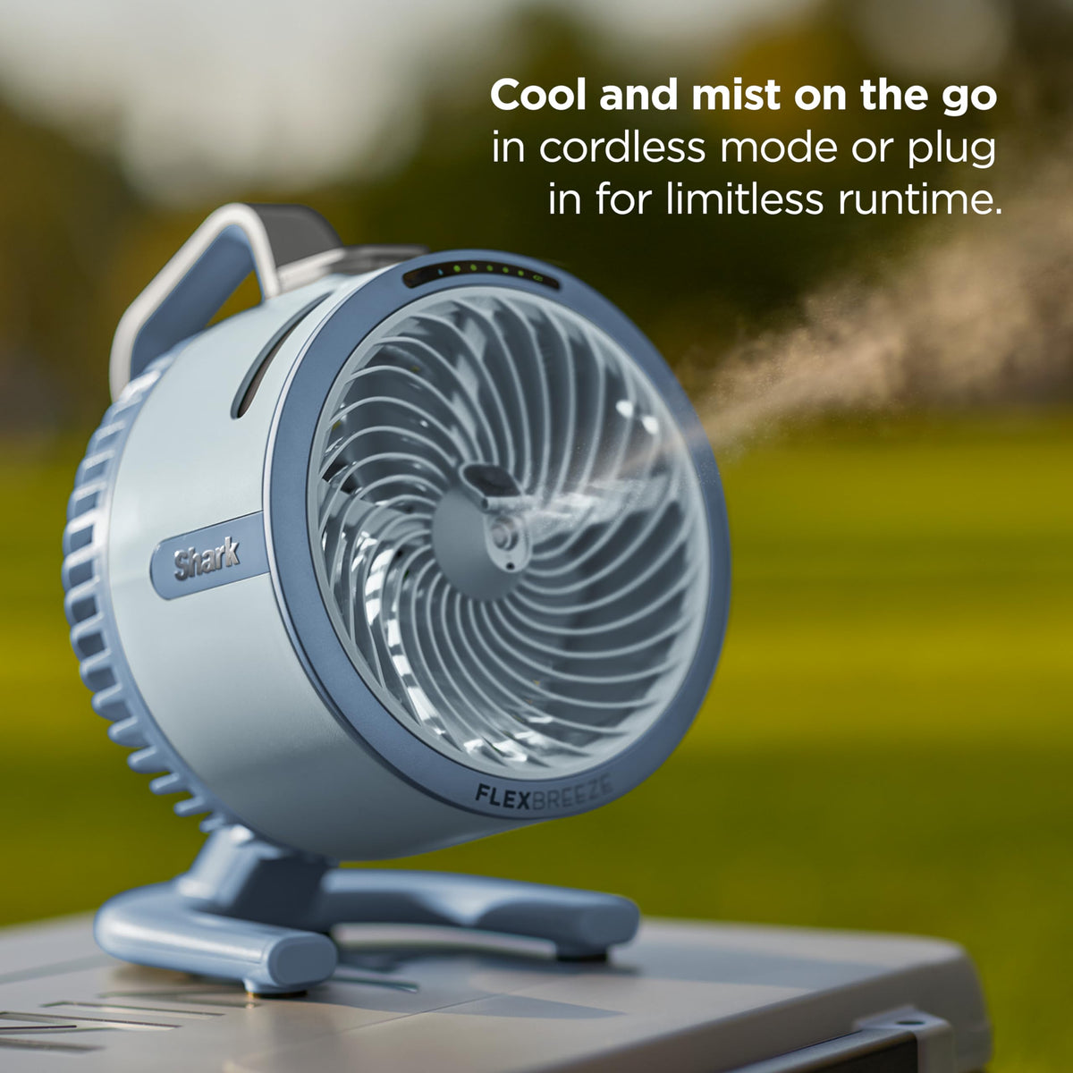 All-New Shark FlexBreeze HydroGo Pro Fan, Indoor & Outdoor Powerful Cooling Fan with Dry-Touch Mist, Portable Cordless & Corded, Long Battery Runtime, 5 Speeds, Pink Diamond, FA056PK9 (Ltd. Edition)