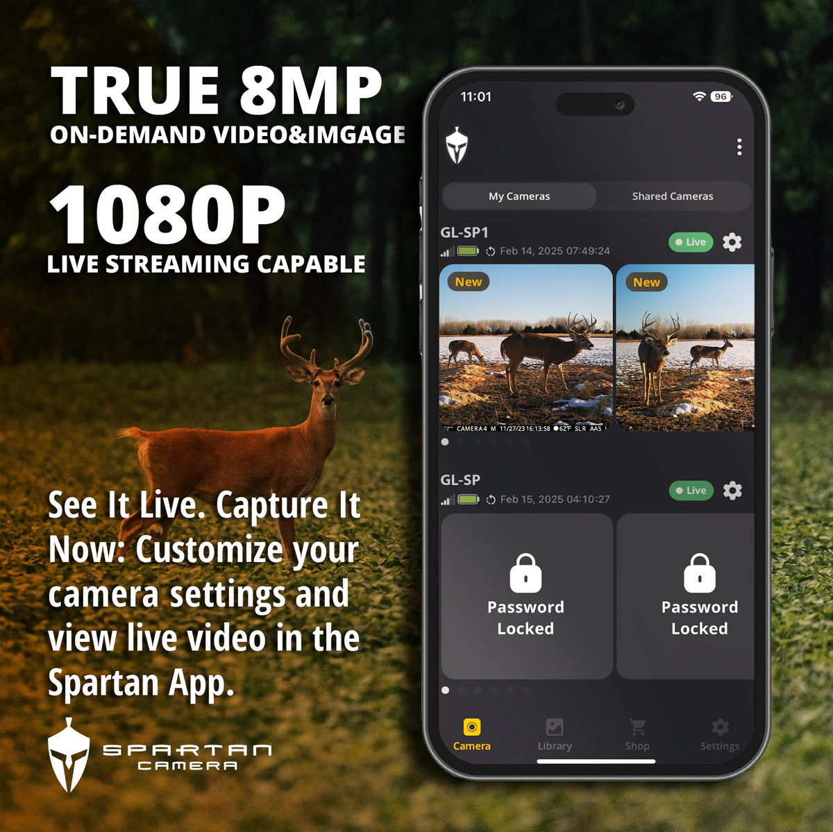 Spartan Camera 2 Pack GoLive3 Hunting Trail Camera, Live Streaming, 96° Wide Angle, Motion Activated, On-Demand FHD Photos and 1080p Videos, Built-in Lithium Battery,Blackout IR Flash,GPS,Weatherproof