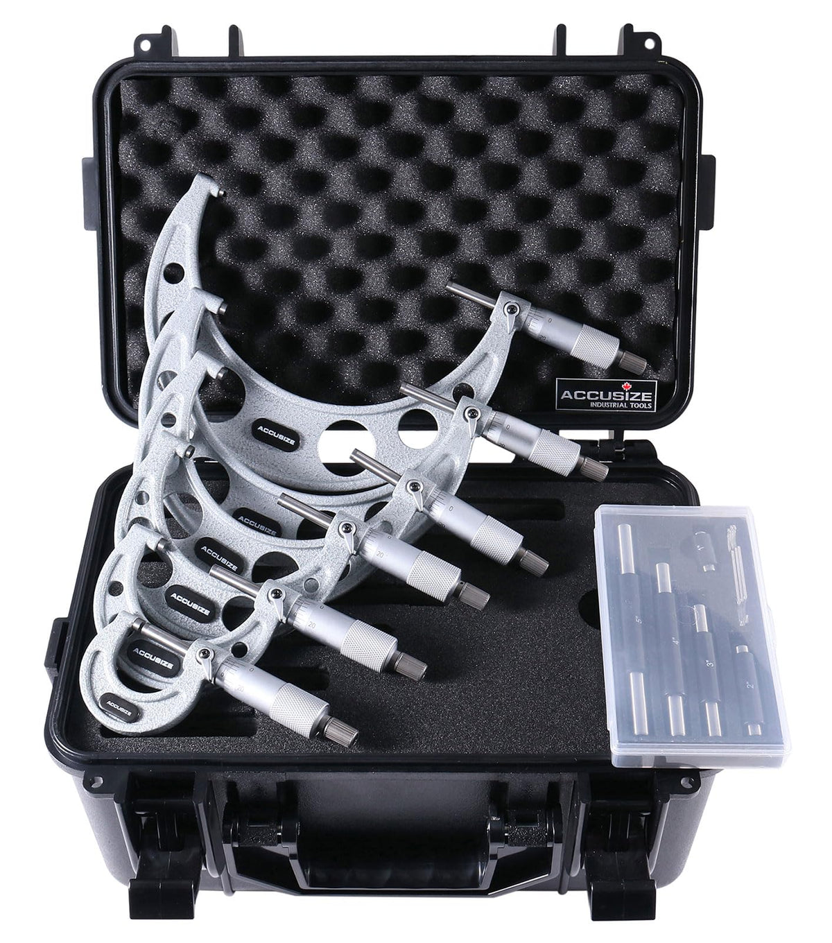 Accusize Industrial Tools 0-6 inch by 0.0001'' Ultra-Precision Outside Micrometers with Carbide Tips 6 Pc Set, Eg00-0906