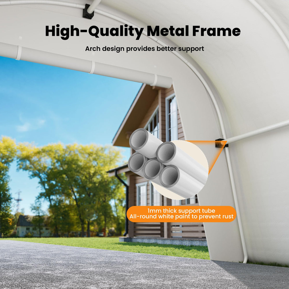 COSIEST 13'×20' Storage Shelter Outdoor Round Carport, Heavy-Duty Garage Canopy with Dual Roll-Up Doors Weatherproof PE Cover, Multi-Purpose Vehicle/Tractor Shed for Backyard/Driveway/Farm(Beige)