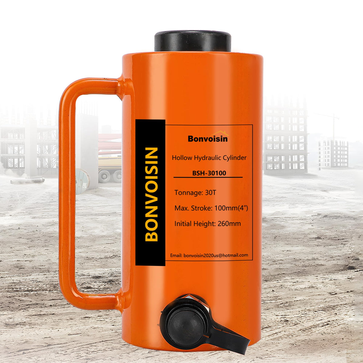 Bonvoisin 30T 4 Inch Hollow Hydraulic Cylinder Jack Porta Power Ram Single Acting Lifting Cylinders 4" Stroke for Machinery Shipbuilding