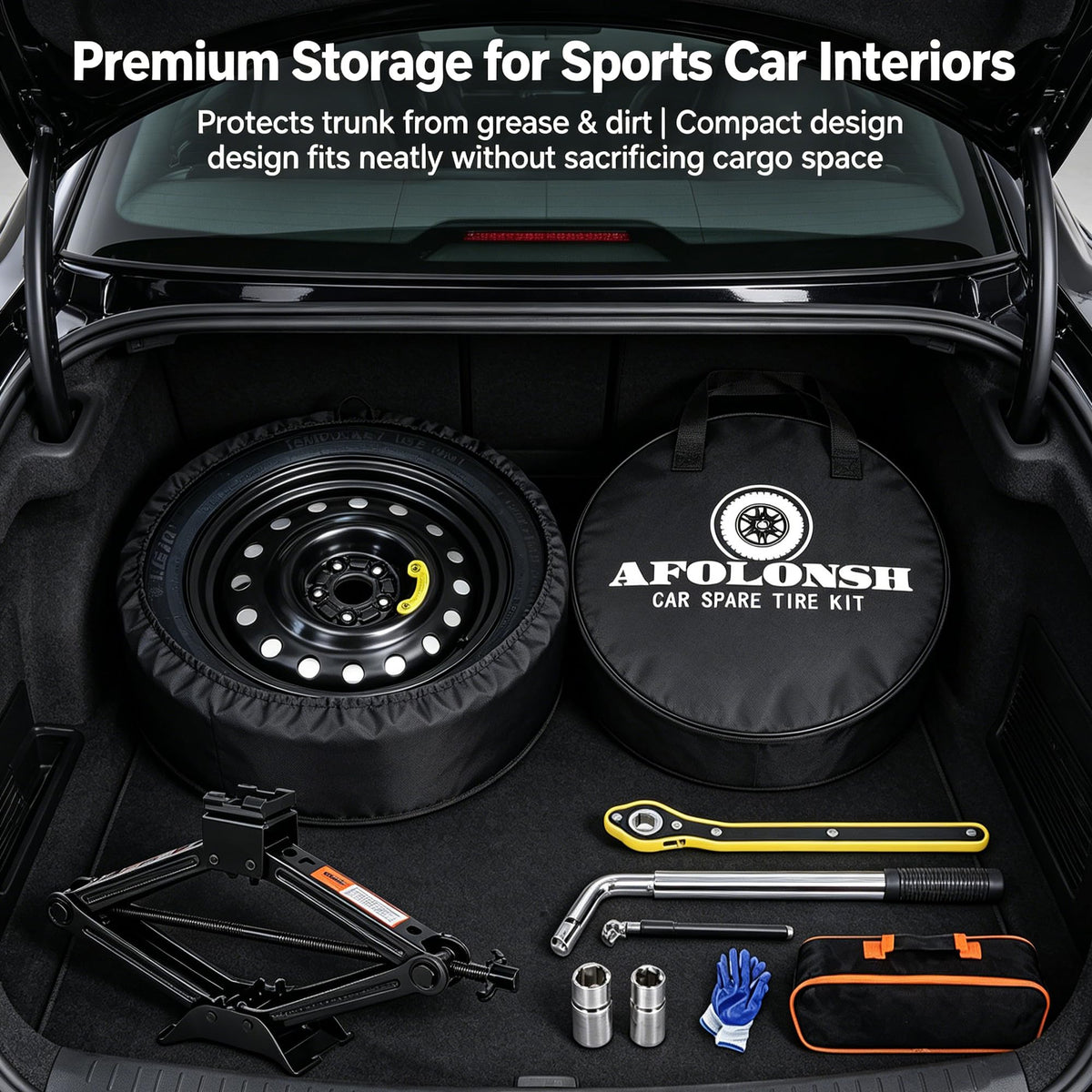 Spare Tire Kit Compatible with Chevrolet Camaro 2016-2024 | 135/80R18 Spare Wheel on 18x4 Rim| 26.5" Rolling Diameter | Includes Car Jack Kit & Tire Carrying Case Excluding (SS,LT1, ZL1, 1LE) Models