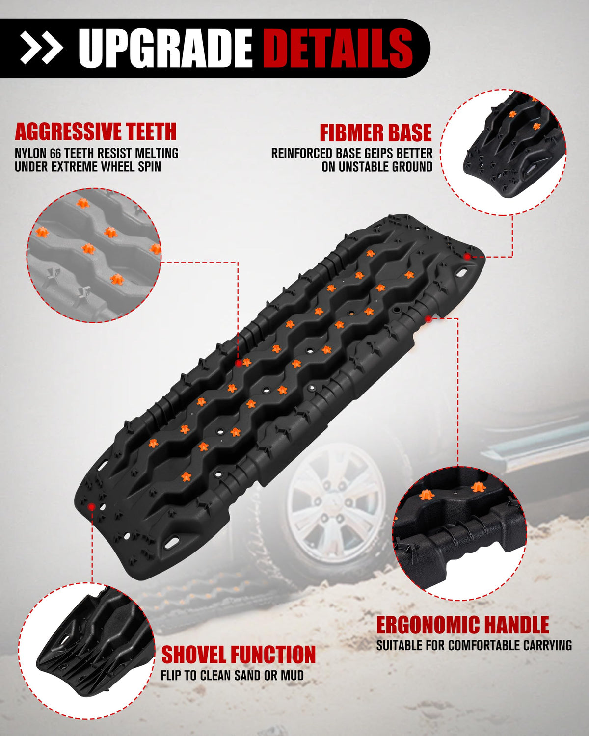 FIERYRED Large Off Road Traction Boards+Recovery Traction Board Mounting Kit