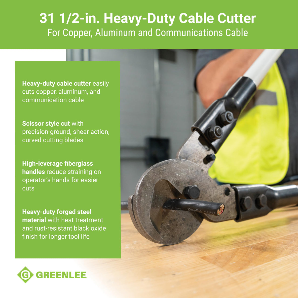 Greenlee 706 31-1/2" Heavy-Duty Cable Cutter for Copper, Aluminum, and Communications Cable