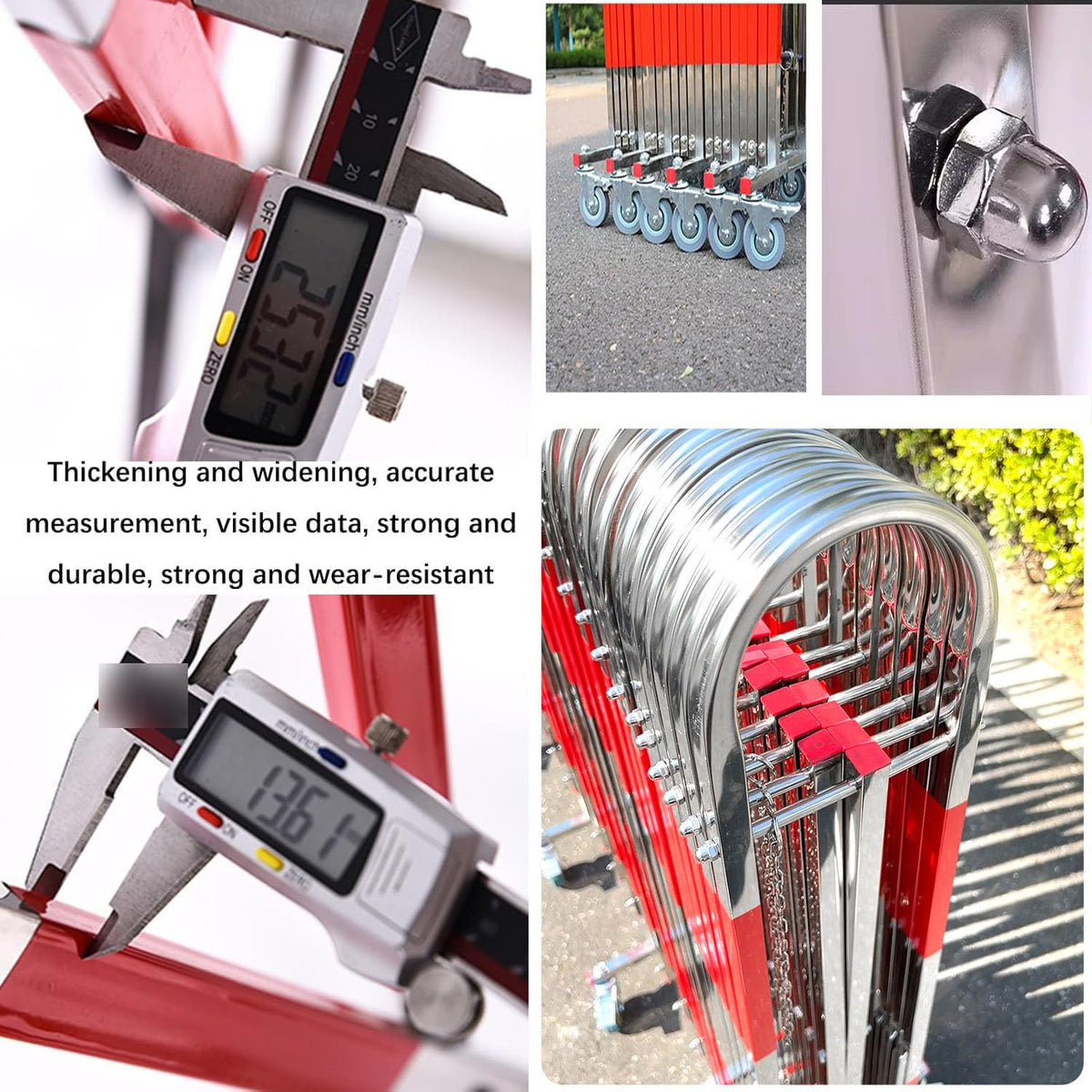 Industrial Expandable Barricade, Retractable Driveway Gate, Stainless Steel Folding Security Gate, Adjustable Traffic Fence for Construction Site, Traffic Control, Cordon, Elevator, Garage, H（1.2 M）