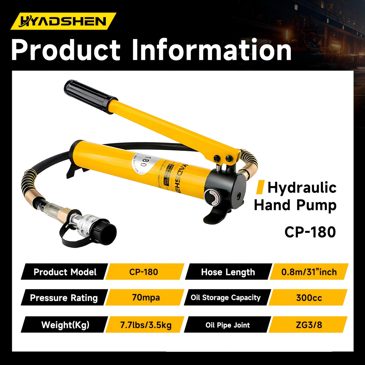 HYADSHEN 10 ton Hydraulic Cylinder Jack Sets Porta Power Ram Jack Kit with CP-180 Hydraulic Hand Pump, 2” Stroke Hydraulic Cylinder Jack Single Acting Lifting Cylinder Retract Automatically
