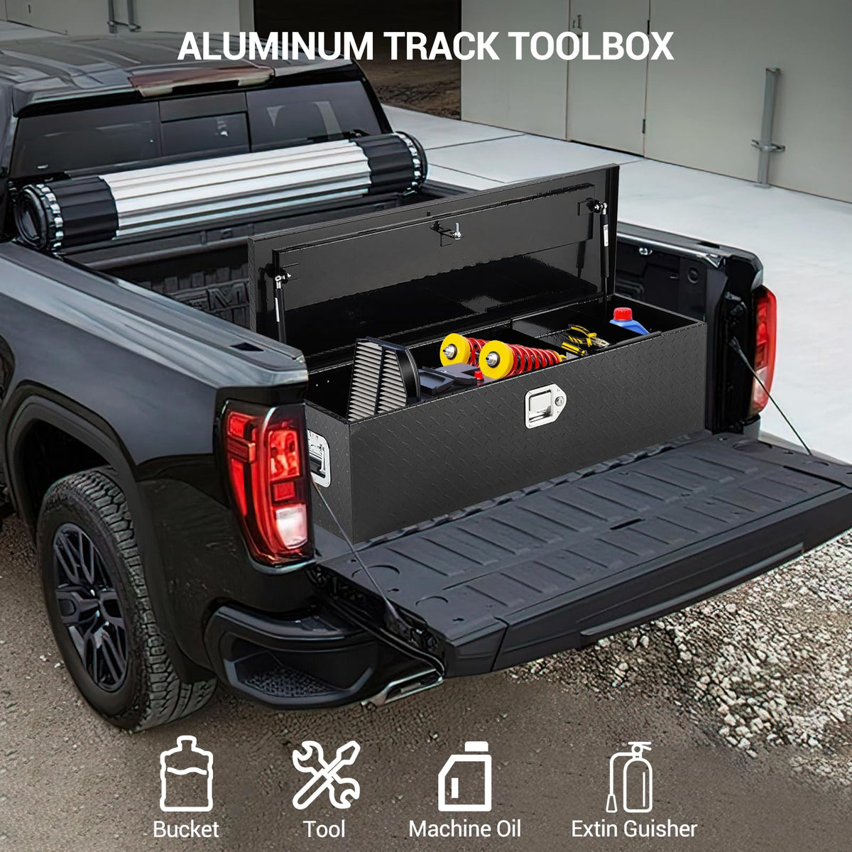 Garvee 48 Inch Truck Bed Tool Box, Heavy Duty Aluminum Pickup Tool Chest with Sliding Shelf, Waterproof & Rust-Resistant Storage Organizer for Truck, RV, Trailer, Silver