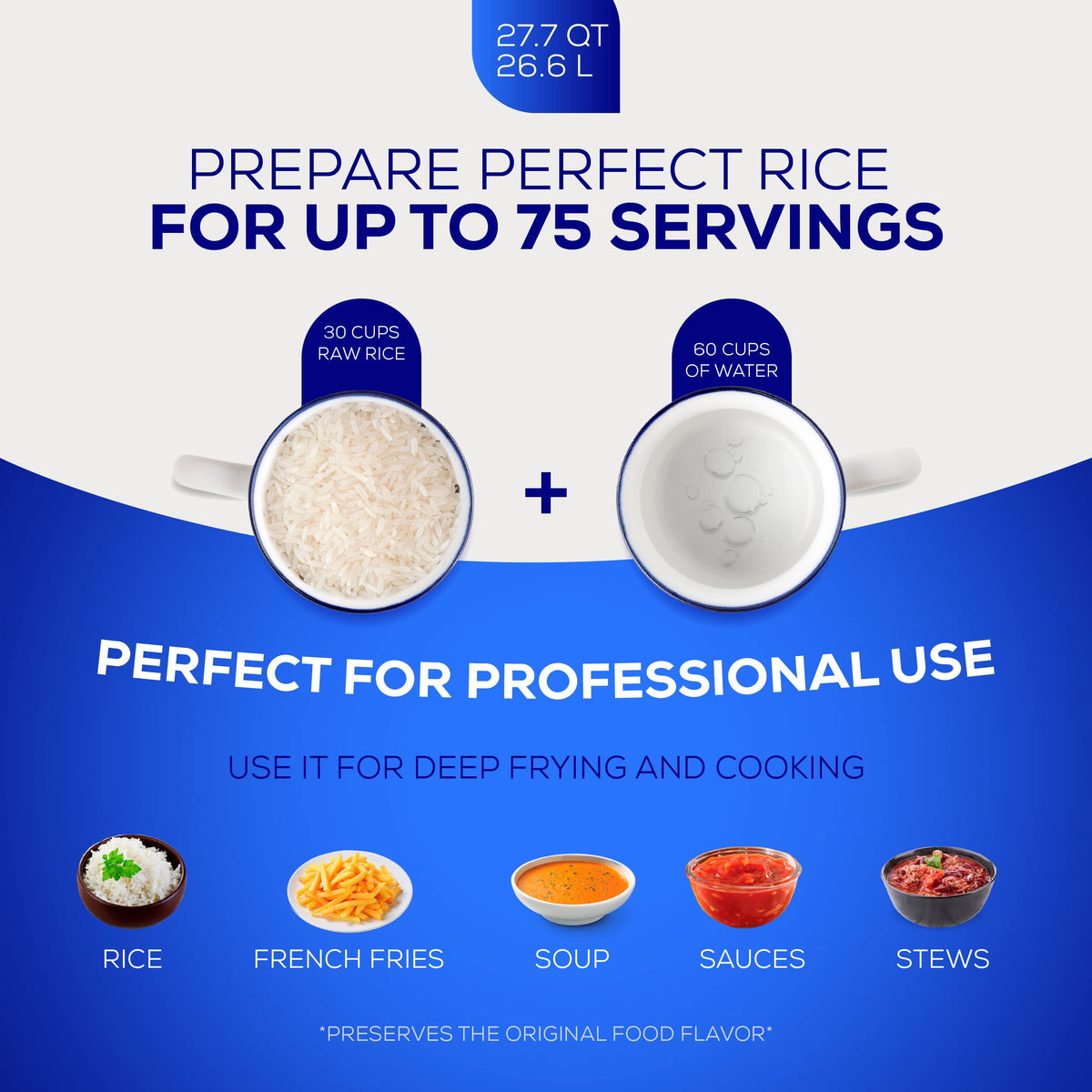 Universal (Professional Extra Large) Caldero 75 Cups - 27.7 QT / 26.6 L, Stainless Aluminum Pot, Even Heat Distribution and Fast Cooking Dutch Oven Pot with Ergonomic Handles, Ideal for Rice, and More