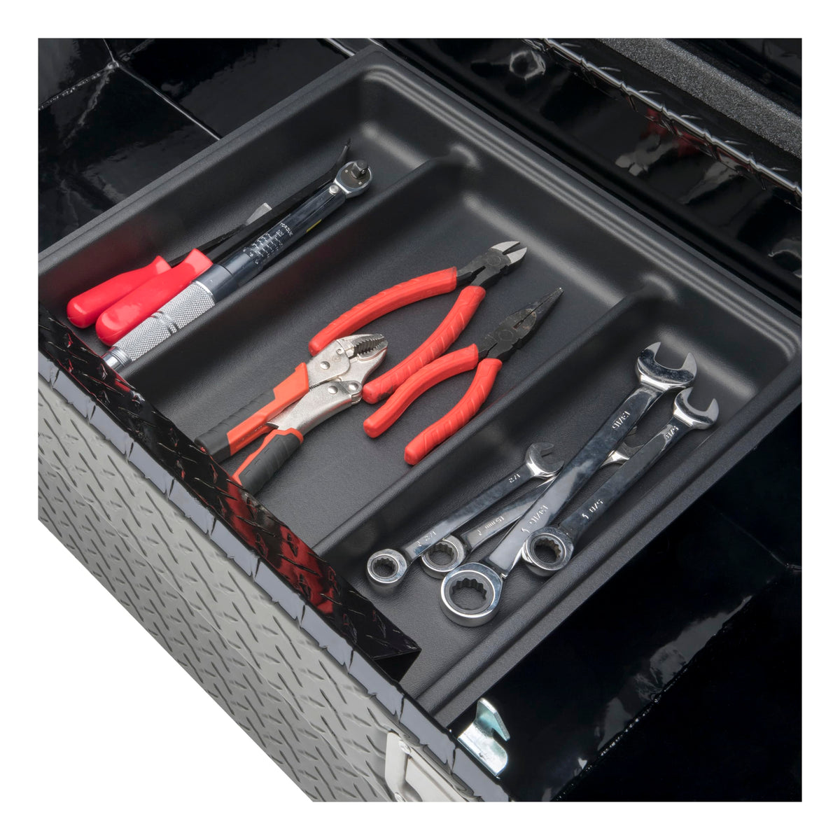 UWS EC10442 69-Inch Gloss Black Heavy-Wall Aluminum Truck Tool Box, RigidCore Lid