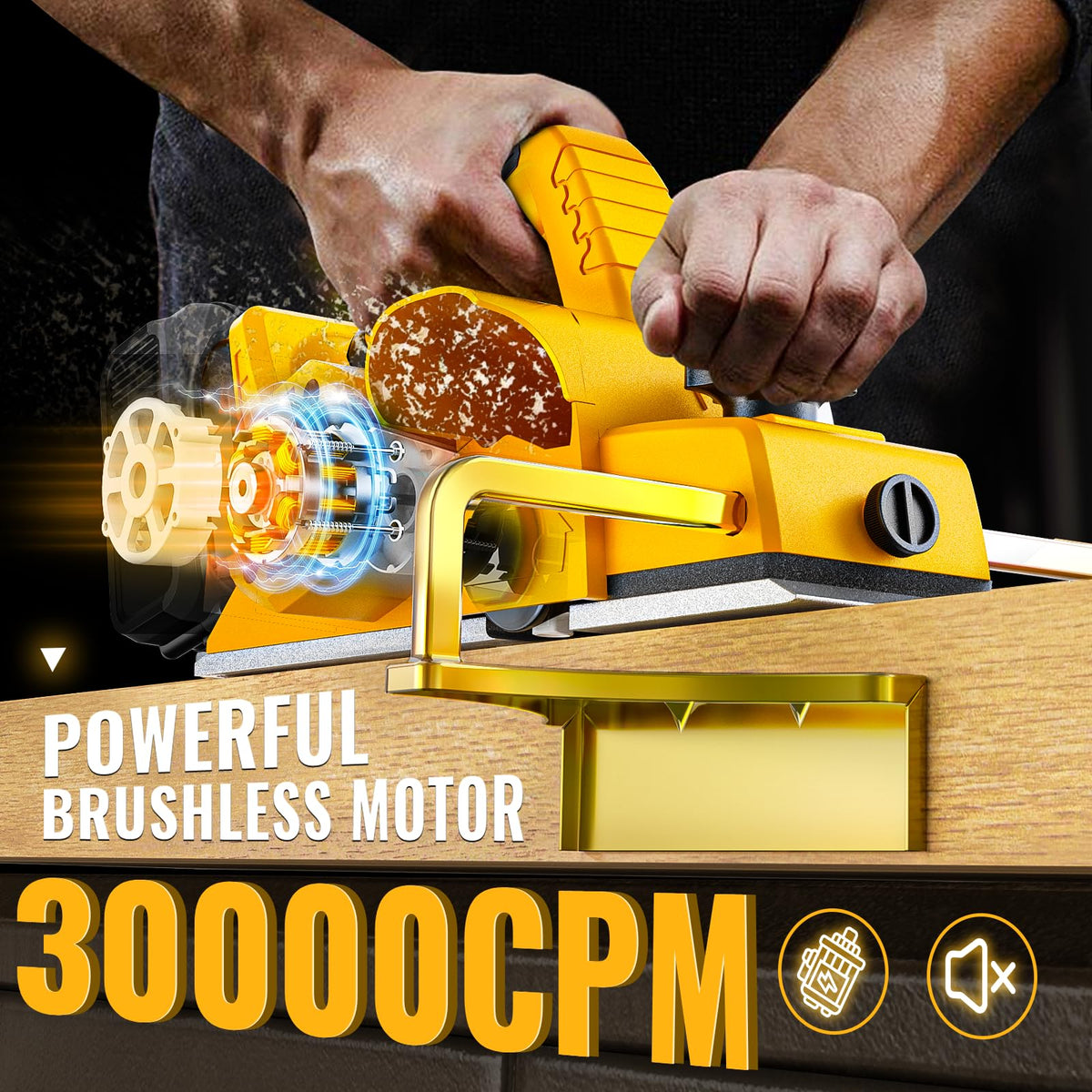 MtiolHig 30000 CPM Cordless Handheld Planer Compatible with DeWalt 20V Battery (Tool Only) 3-1/4 Inch Electric Planer - Power Hand Wood Planer for Woodworking, Carpentry, and Home DIY