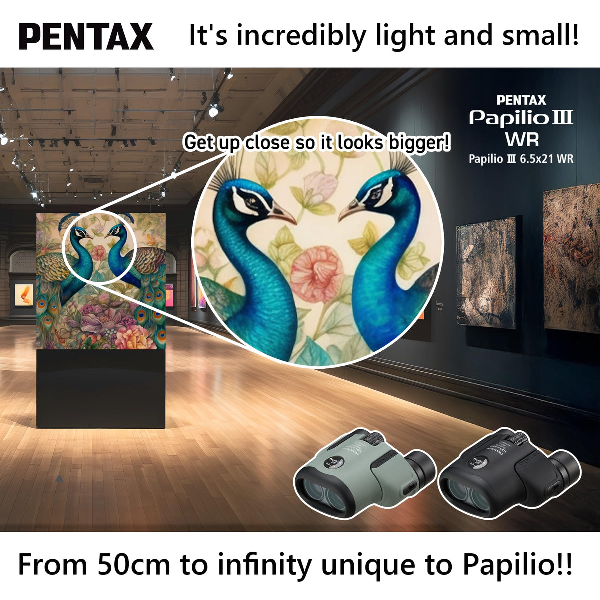 PENTAX Papilio III 6.5x21WR Black, 50cm Close-up to Infinity Focus, Weather-Resistant Body, new HD Coating, Suitable for observing Tiny Objects, for Travel, Hiking, Concerts, Sports, Stargazing
