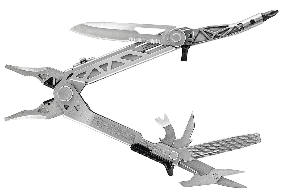 Gerber Gear Center-Drive Plus - 16-Piece Multi-Purpose Tool with Sheath & Bit Set - Includes Pry Bar, Knife, Needlenose Pliers, Nail Puller & More - Made in USA
