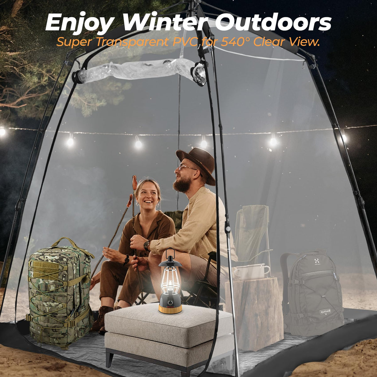Screen House Pop Up Canopy, Portable Tent for Camping Outdoor Gazebo Weatherproof Prefab Tiny Homes, Black (6x6FT)