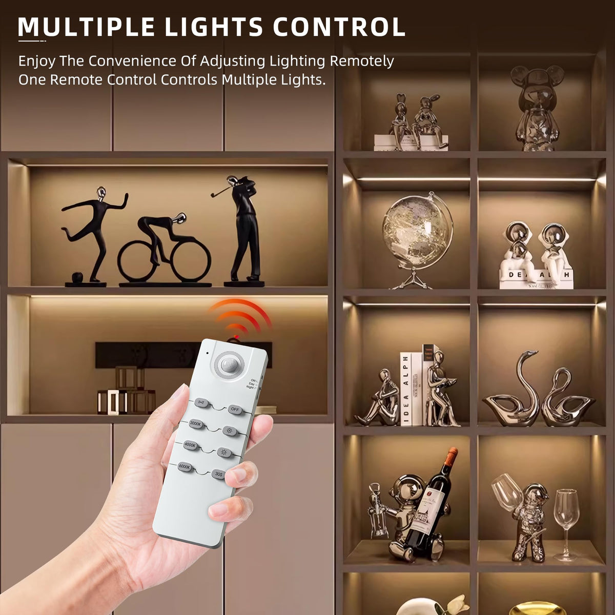 MEKKLEON Under Cabinet Lighting Wireless, 66 LED Rechargeable Battery Operated Motion Sensor Light, 3 Color Closet Lights USB Charging, Dimmable Under Counter Lights with Remote for Kitchen (5, 40cm)