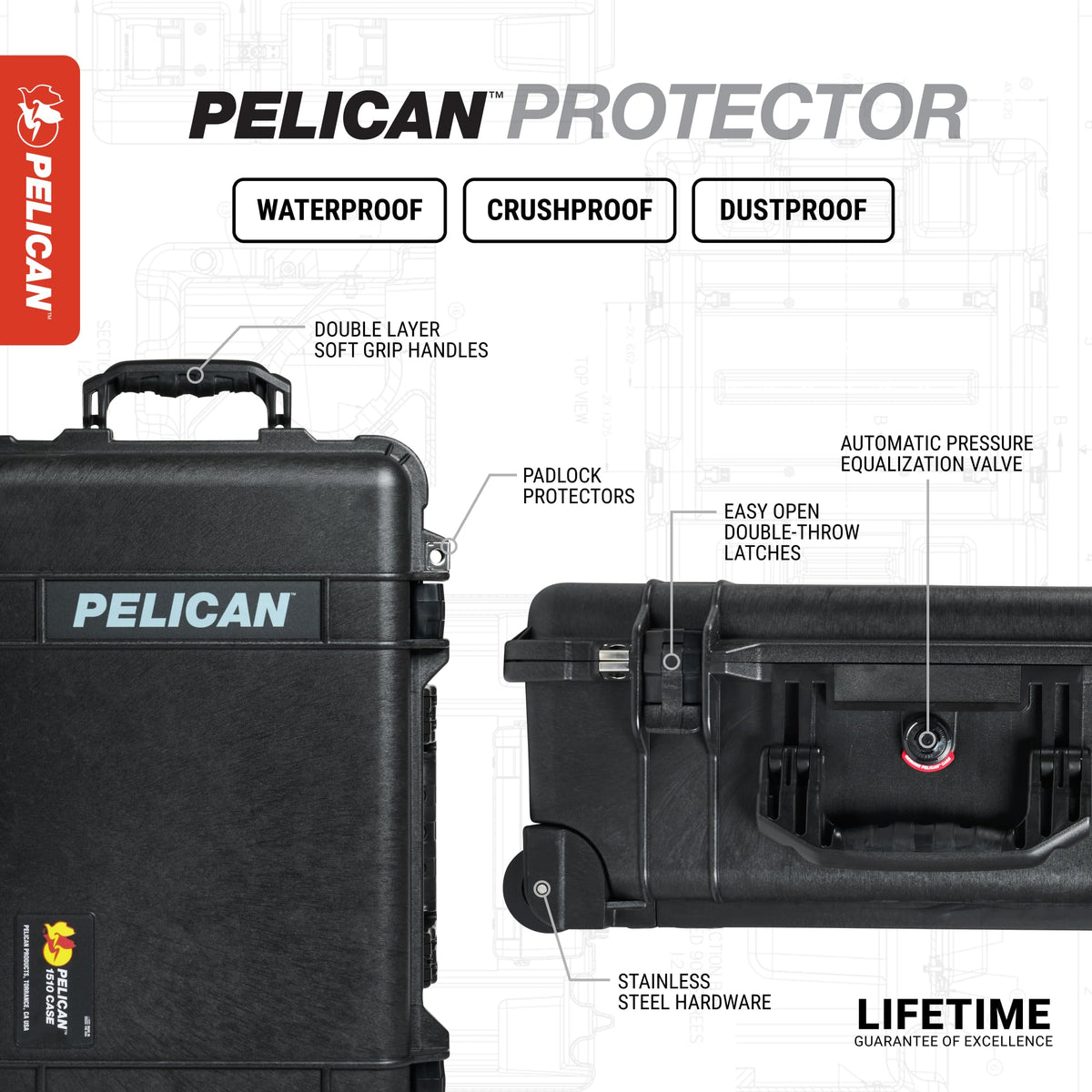 Pelican 1510 Case with Padded Dividers (Black)