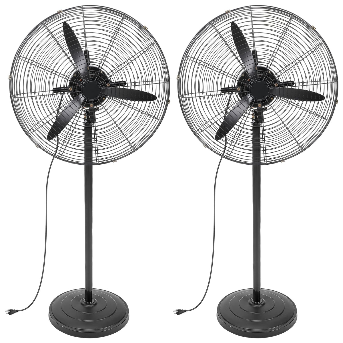 Aurelema 2 Pack 27 Inch Oscillating Pedestal Fans, 7500 CFM High Velocity Heavy Duty Floor Stand Fan with 3 Speeds, Copper Motor Commercial Standing Cooling for Garage Warehouse Workshop, Black