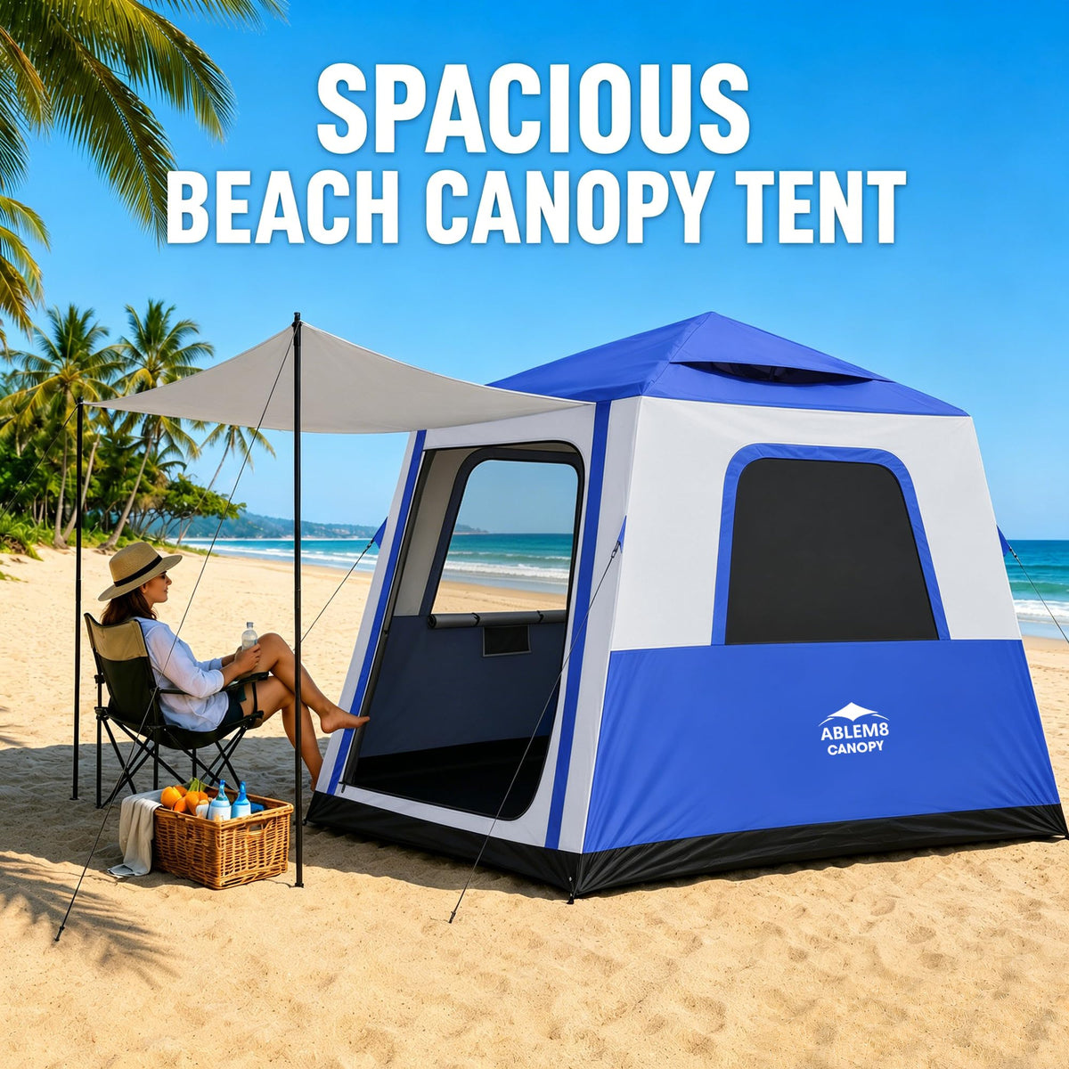 Inflatable Camping Tent with Pump, 2-4 Person Air Tent, Easy Setup Waterproof Blow Up Cabin with Awning for Outdoor Camping