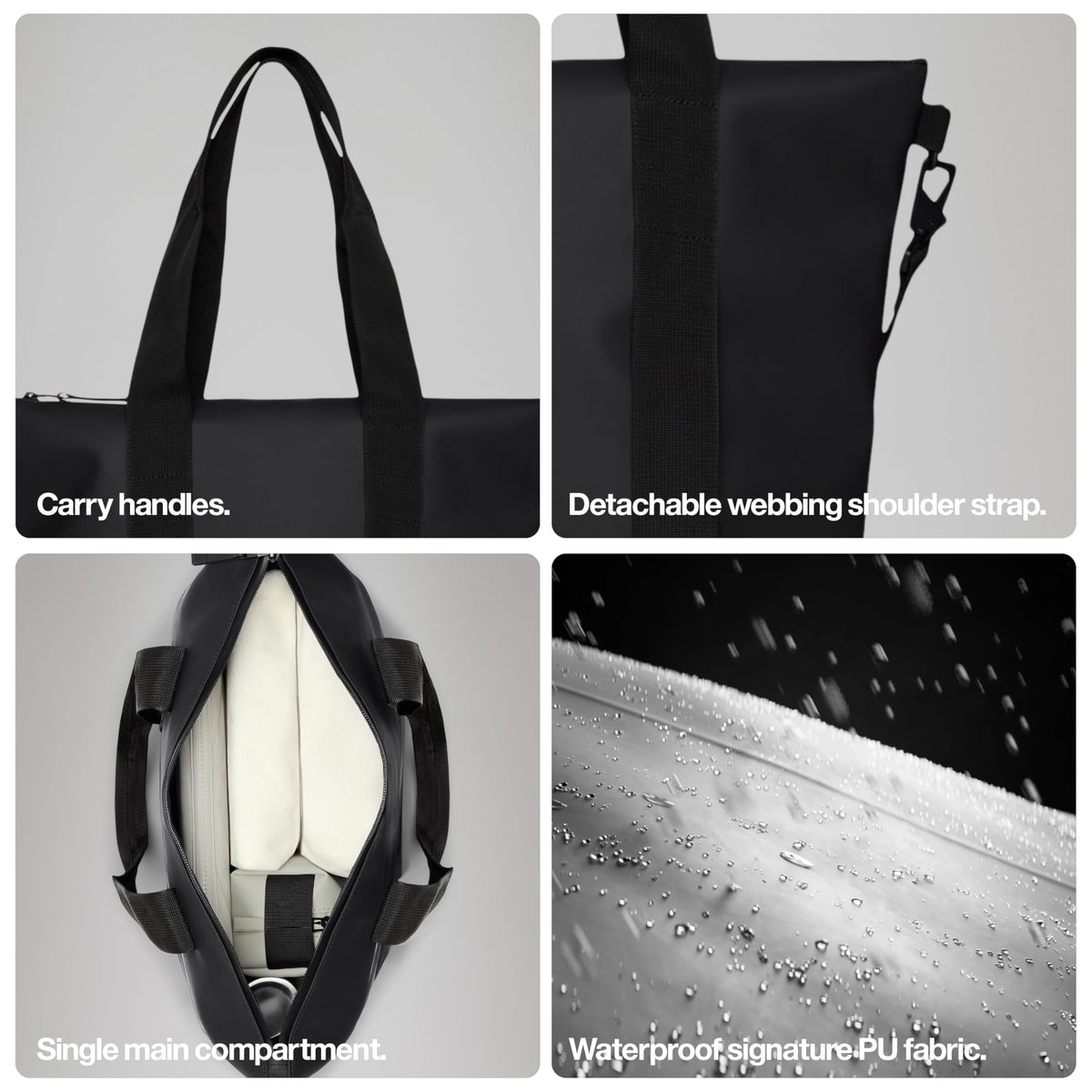 RAINS Tote Bag – Green Waterproof Minimalist Black Shoulder Bag for Men and Women – Versatile Laptop Bag for Work, Travel, Shopping, and Everyday Use – 2 Year Warranty