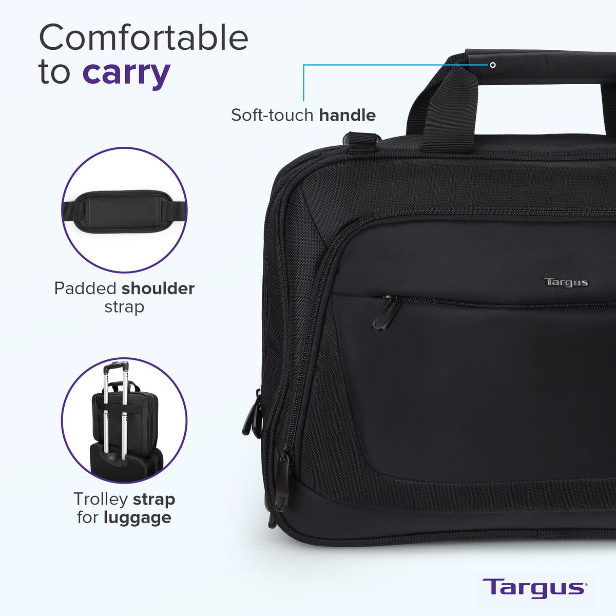 Targus CityLite Laptop Briefcase Shoulder Messenger Bag for 15.6-Inch Laptop, Black (TBT053US)