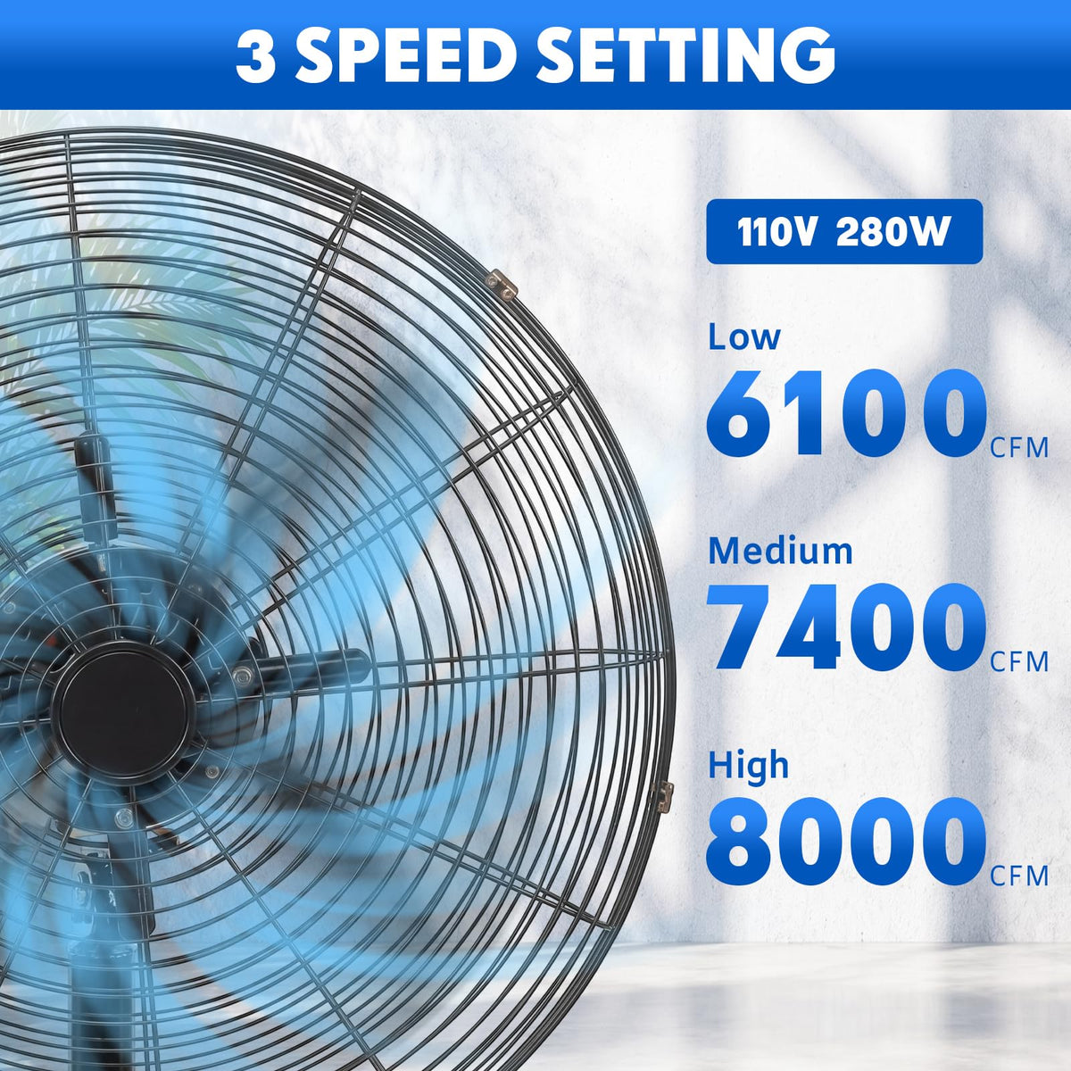 Aurelema 2 Pack 27 Inch Oscillating Pedestal Fans, 7500 CFM High Velocity Heavy Duty Floor Stand Fan with 3 Speeds, Copper Motor Commercial Standing Cooling for Garage Warehouse Workshop, Black