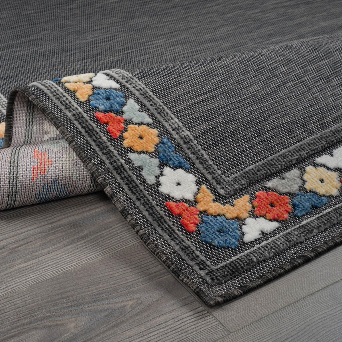 Beverly Rug Outdoor Rug 10x14 Modern Bordered Large Area Rugs for Indoor and Outdoor Patio Easy to Clean Non Shedding Living Room Porch Garden Washable Outside Carpet (10 x 14 Dark Gray)