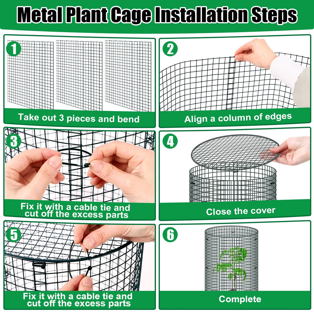 10 Pack Wire Plant Protector with Cover, 16"x12" Detachable Metal Plant Protectors Mesh, Garden Plant Protectors for Shrubs Flowers Vegetables to Keep Rabbit & Chicken Animals Out