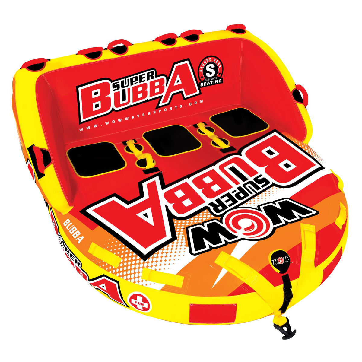 WOW Sports Bubba Towable Tubes for Boating, Boat Accessories for Tubing, Water Tube for Boats - Super Bubba 3 Person 510 lbs Capacity