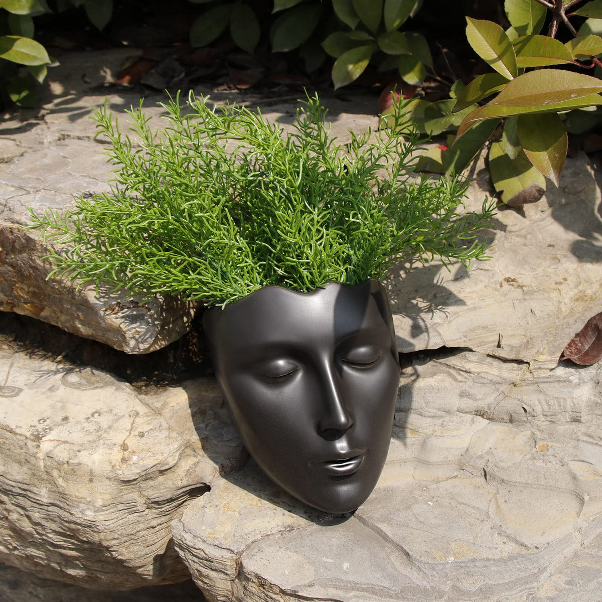 Face Vase,Ceramic Female Form Vase,Modern Sculpture Planter Pot,Human Face Dried Flower Shaped Vase,Wall Hanging Plant Pot for Home Decor Centerpieces, Office or Outdoor Hanging Decor