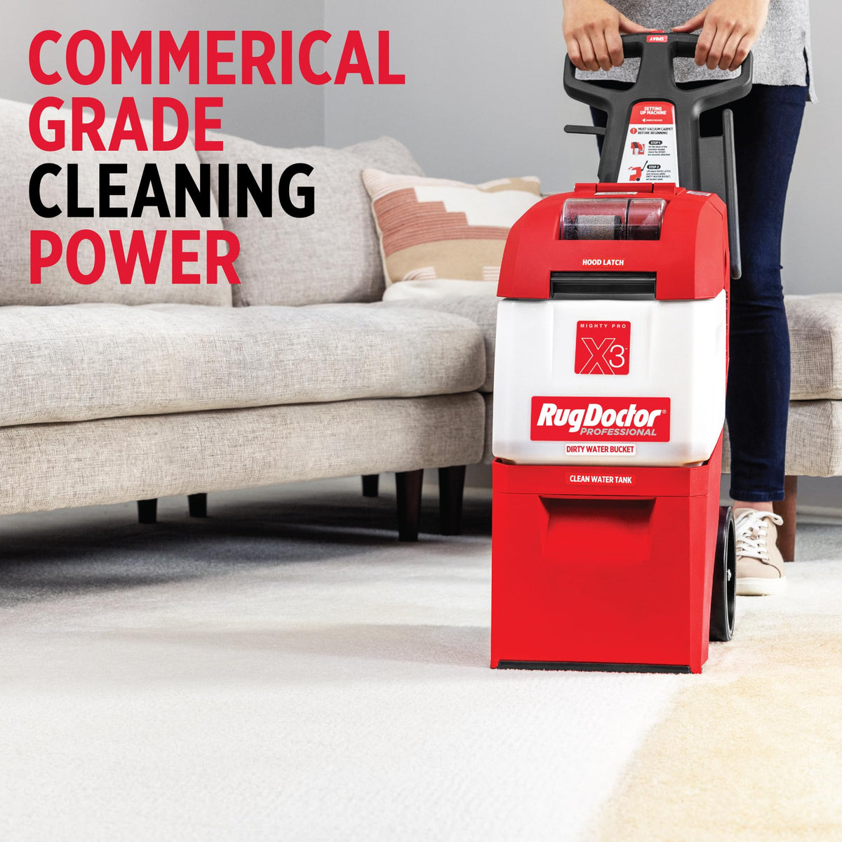 Rug Doctor Mighty Pro X3 Commercial Carpet Cleaner – Large Red Pet Pack, Includes 48 oz. Pet Carpet Cleaner Solution, Commercial Carpet Cleaning Machine, Powerful One Pass Cleaning System