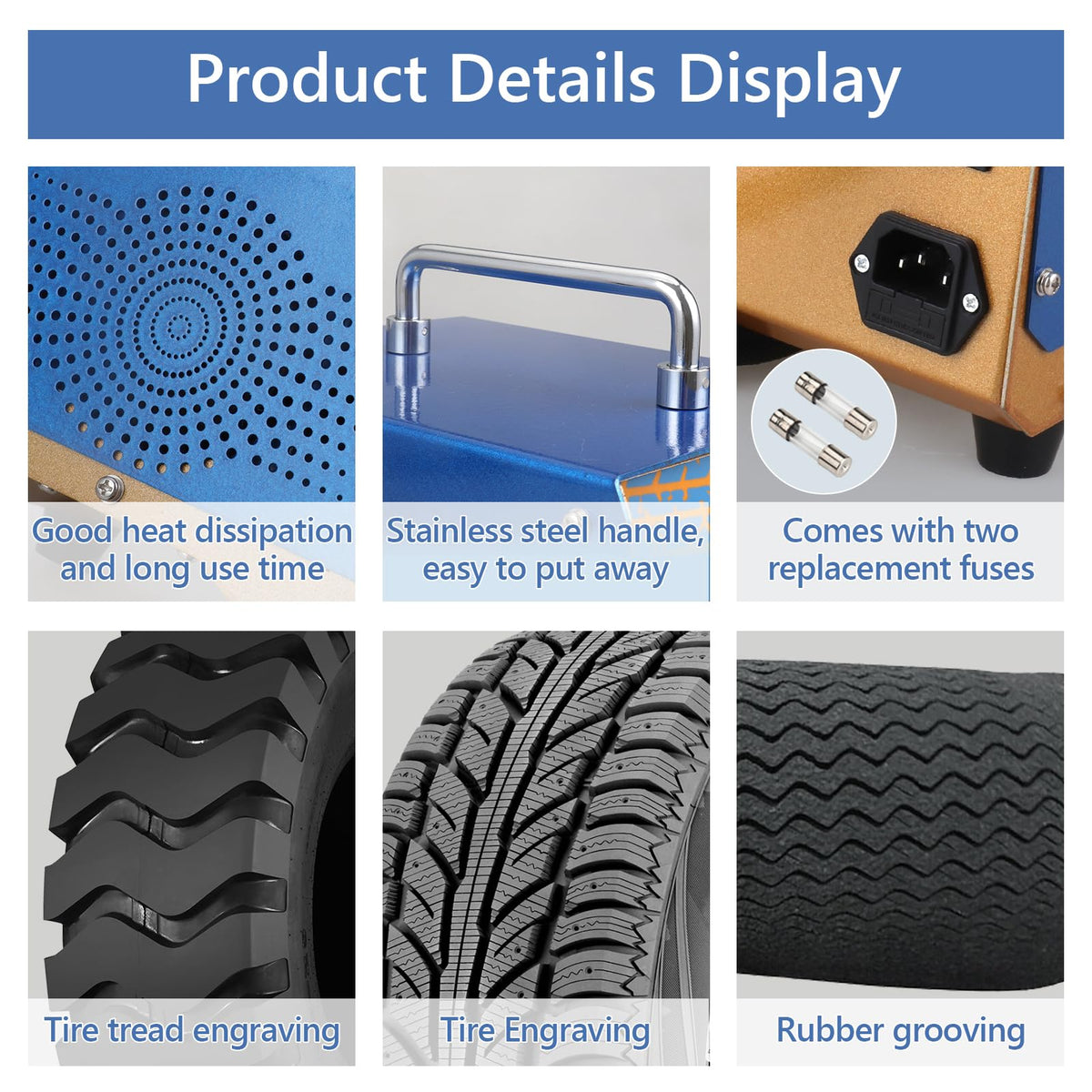 Oztwel Tire Groover Machine, 1000W Rubber Tire Regroover Machine, Tire Grooving Tool, Professional Tire Groover with 20 pcs U/V-Shaped Blades for Rubber and Tires 110V