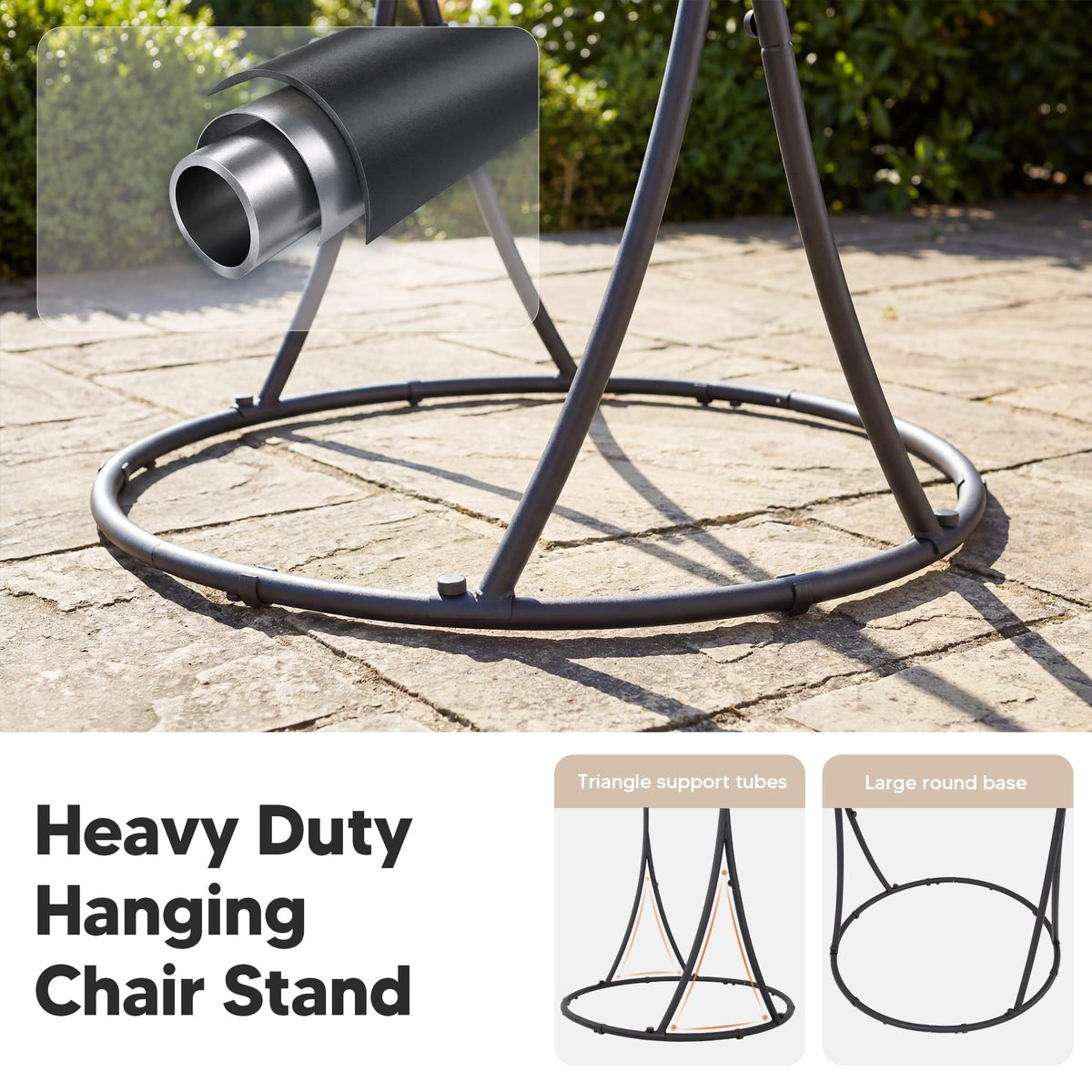 SUNCREAT Indoor Hammock Swing Chair with Stand, Hanging Chair Outdoor with Stand, 330 lbs Capacity, Patented, Grey