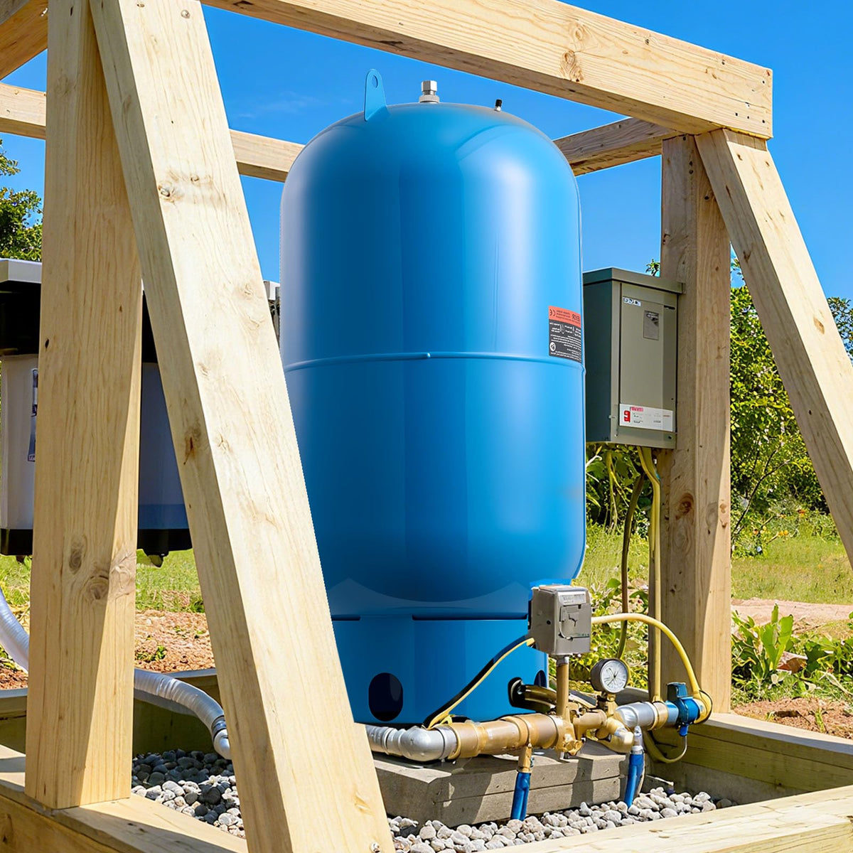 VEVOR 34-Gallon Vertical Well Pressure Tank, Pre-Charged Pressurized Water Tank for Well Pumps, Heavy-Duty Carbon Steel Water Storage Container for Home, School, Farm & Irrigation Systems