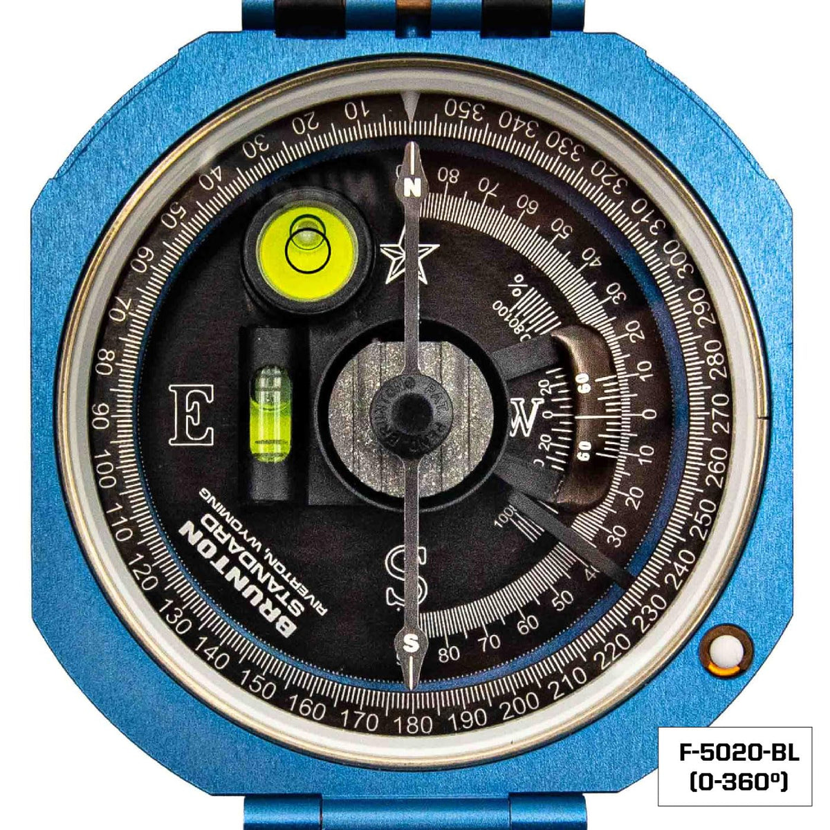 Brunton Standard Transit, Azimuth (0–360°), Blue - Professional Pocket Transit with Clinometer