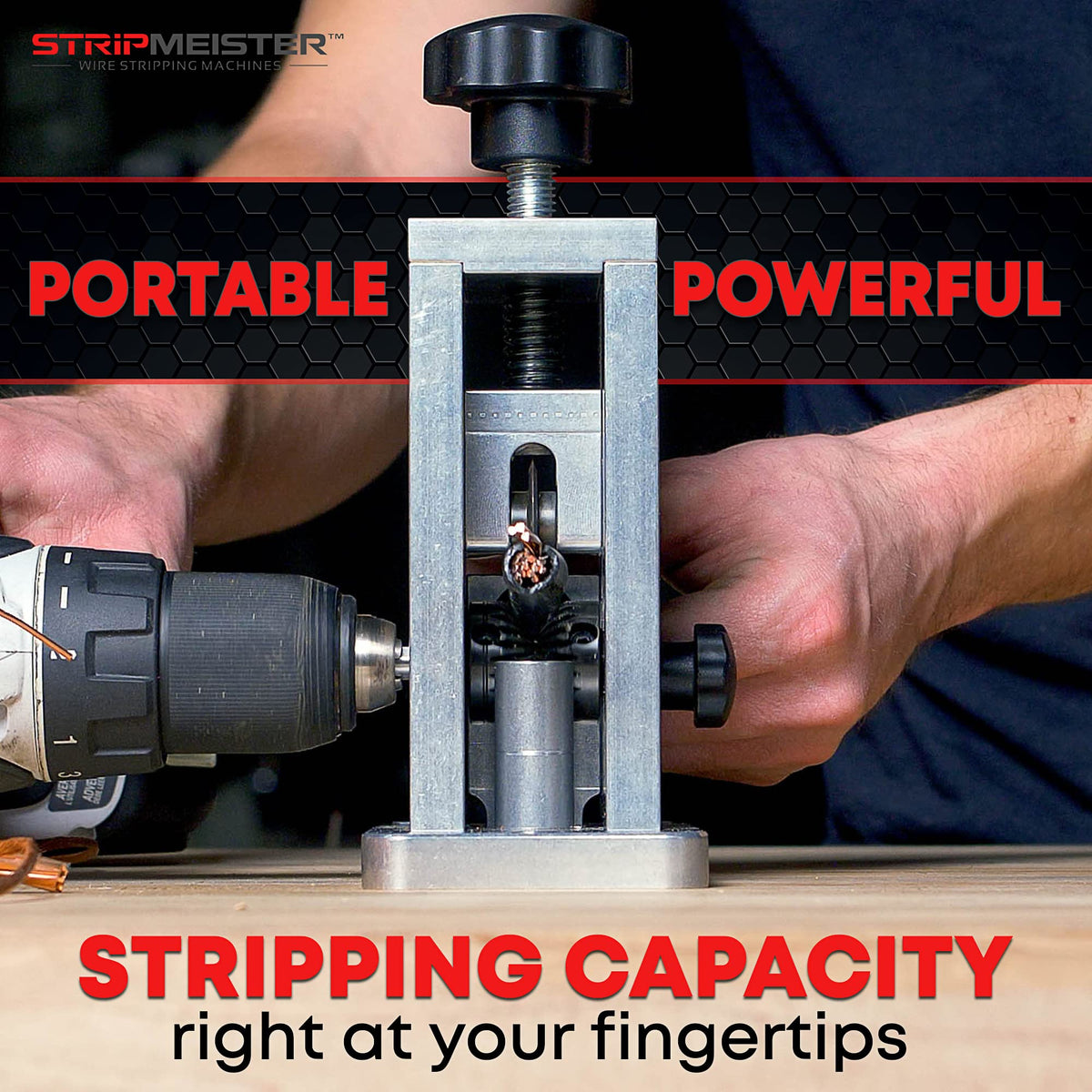 StripMeister Original Wire Stripping Machine & E250 Feeder Replacement - Drill Powered Wire Stripper, Wire Stripper Tool & Ultra-Grip E250 Feeder & Shaft Replacement, Wire Stripping Made Easy (Bundle)