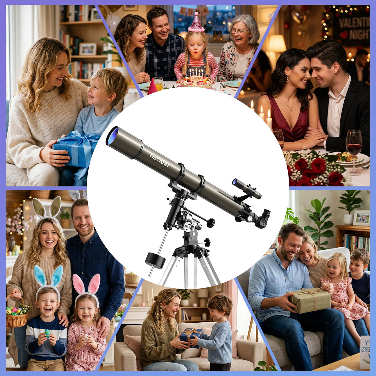 NACATIN Telescope, 90mm EQ Refractor Telescope for Adults & Professionals, High Powered Portable Telescope with Phone Adapter for Astrophotography, Easy Setup Travel Telescope to See Moon,Planet
