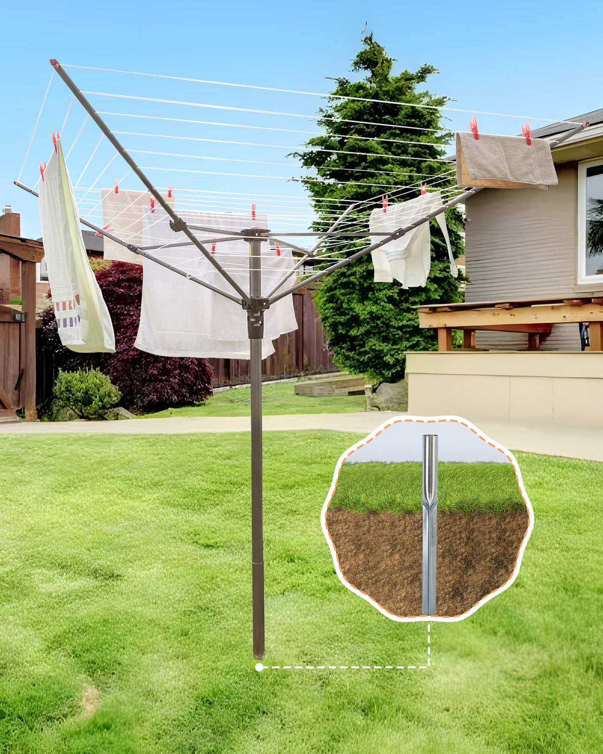 STORAGE MANIAC Outdoor Umbrella Drying Rack + 2 Tier Collapsible Laundry Cart