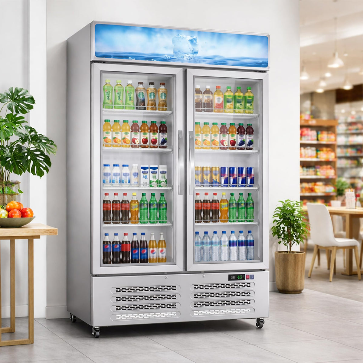 IDEALHOUSE Commercial Refrigerators, 26.8 Cu.Ft Beverage Cooler, Commercial Fridge with Glass Door Display, LED Light Adjustable Shelves Drink Cooler for Restaurant Grocery Store Home, White