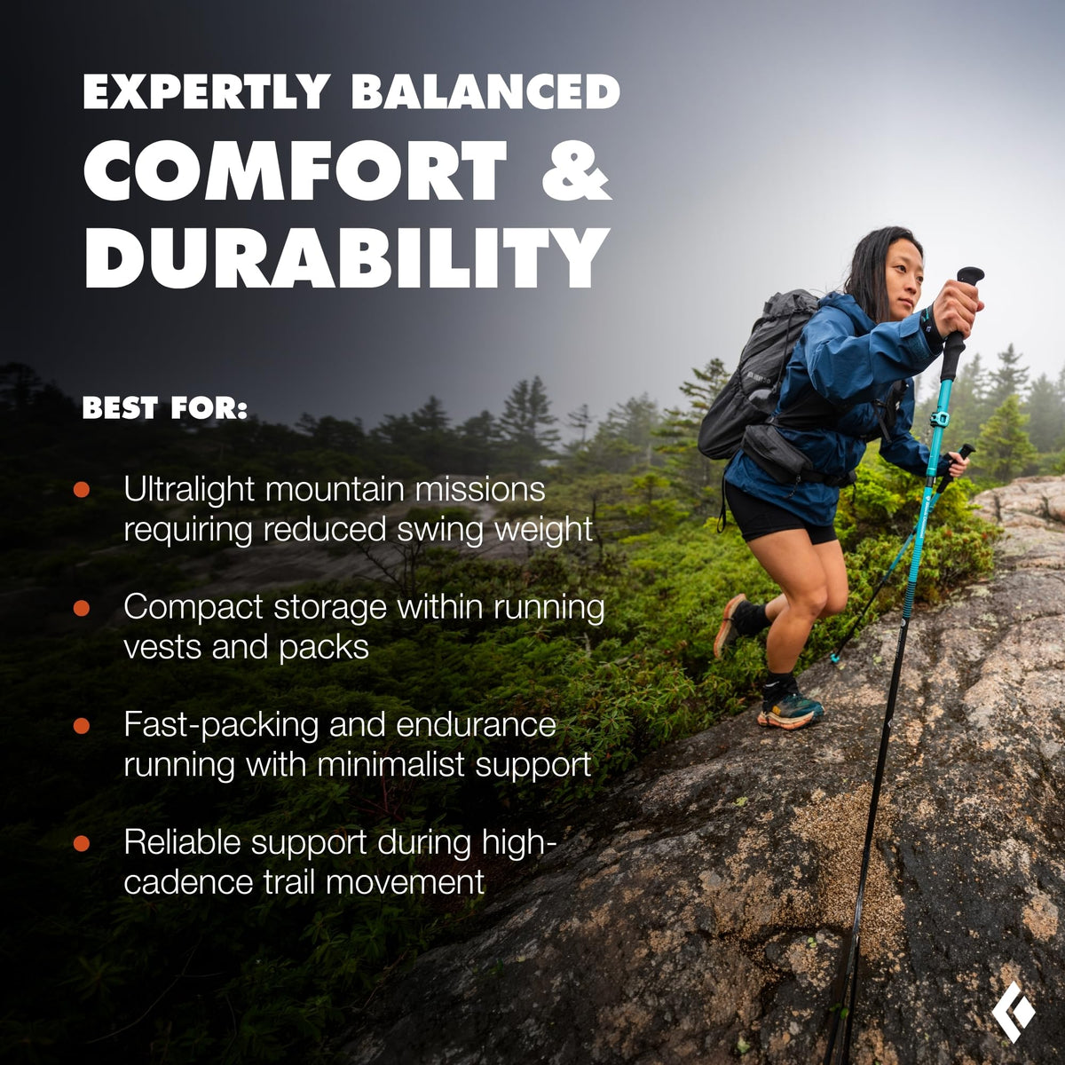BLACK DIAMOND Distance FLZ Trekking Poles (Pair) | Aluminum Adjustable Z-Pole Design | FlickLock | Lightweight Poles for Hiking & Trail Running | Pewter | 125 cm