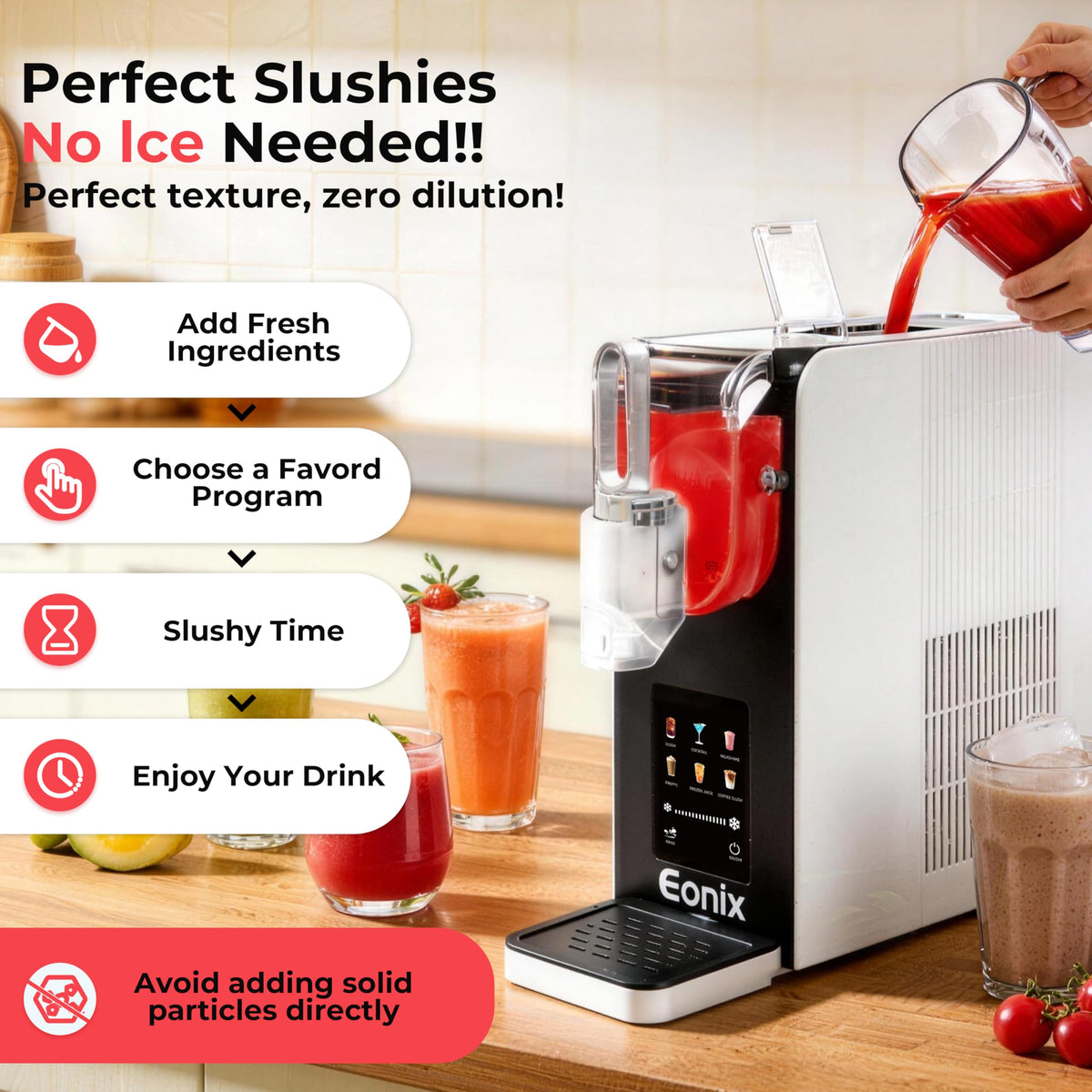 Slushie Machine No Ice Needed,64OZ Slushy Machine for Home with Auto-Clean Function,Commercial Frozen Drink Maker,6 Pre-Set Programs,LED Display,Frozen Margaritas,Frappés,Milkshake ﻿