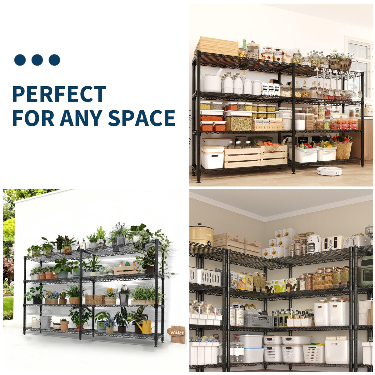 PeakPursuit 71" Wide Heavy Duty Metal Garage Shelving Unit, 4-Tier Adjustable Shelf Organizer, L-Shaped Storage Rack, 1060 lbs Capacity, Rust-Resistant, Ideal for Kitchen, Pantry, Warehouse
