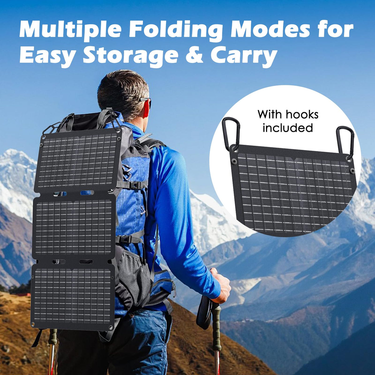 JIYHF Portable Power Station 99.9Wh with Foldable Solar Panel 30W, Laptop Charger & Backup Power with 65W USB-C PD, 100W AC Outlet, 12V DC Output, LED Light for Camping, Home Backup, Emergency, RV