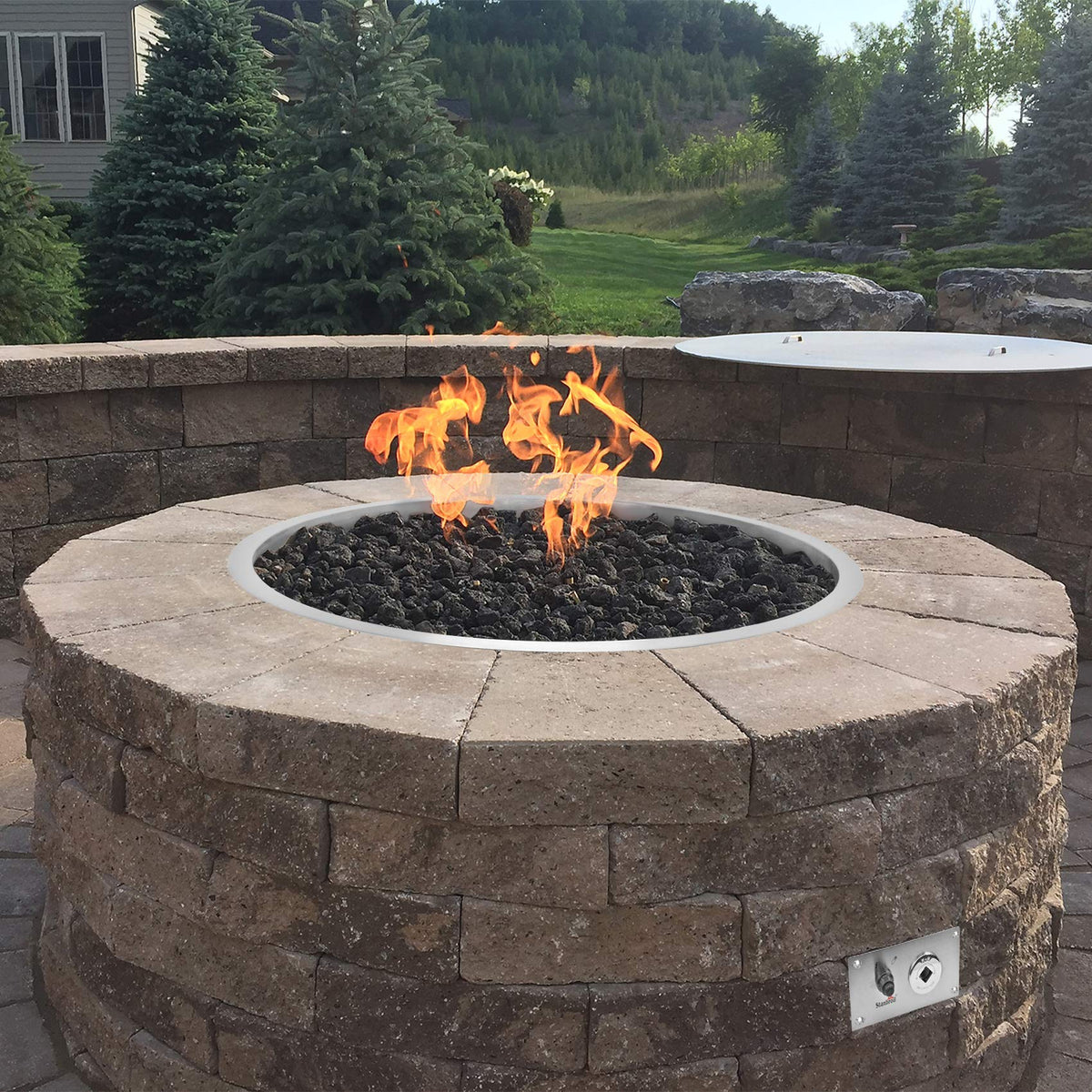 Stanbroil 19 Inch Drop-in Round Fire Pit Kit with Spark Ignition Kit, Propane Gas Version, 304 Stainless Steel